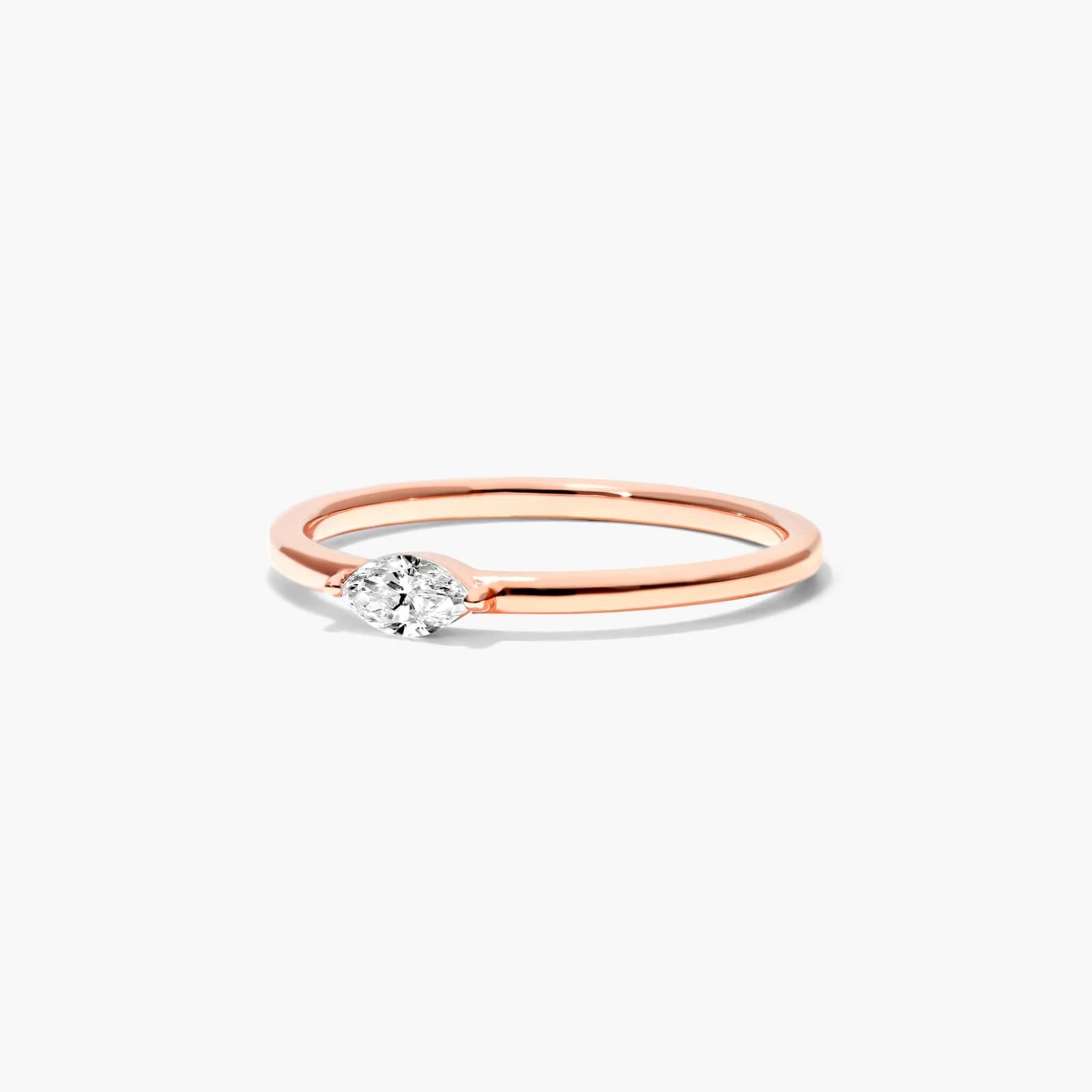 Petite Marquise Cut Solitaire Diamond Ring In 14K Rose Gold