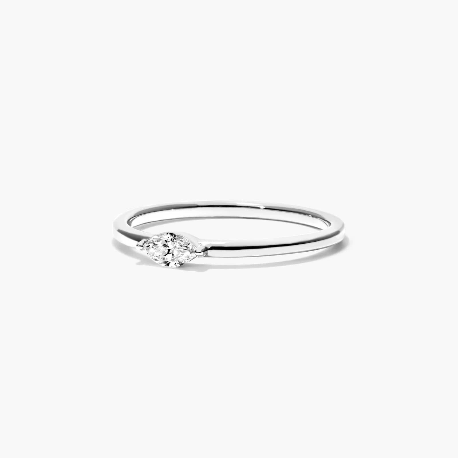 Petite Marquise Cut Solitaire Diamond Ring In 14K White Gold