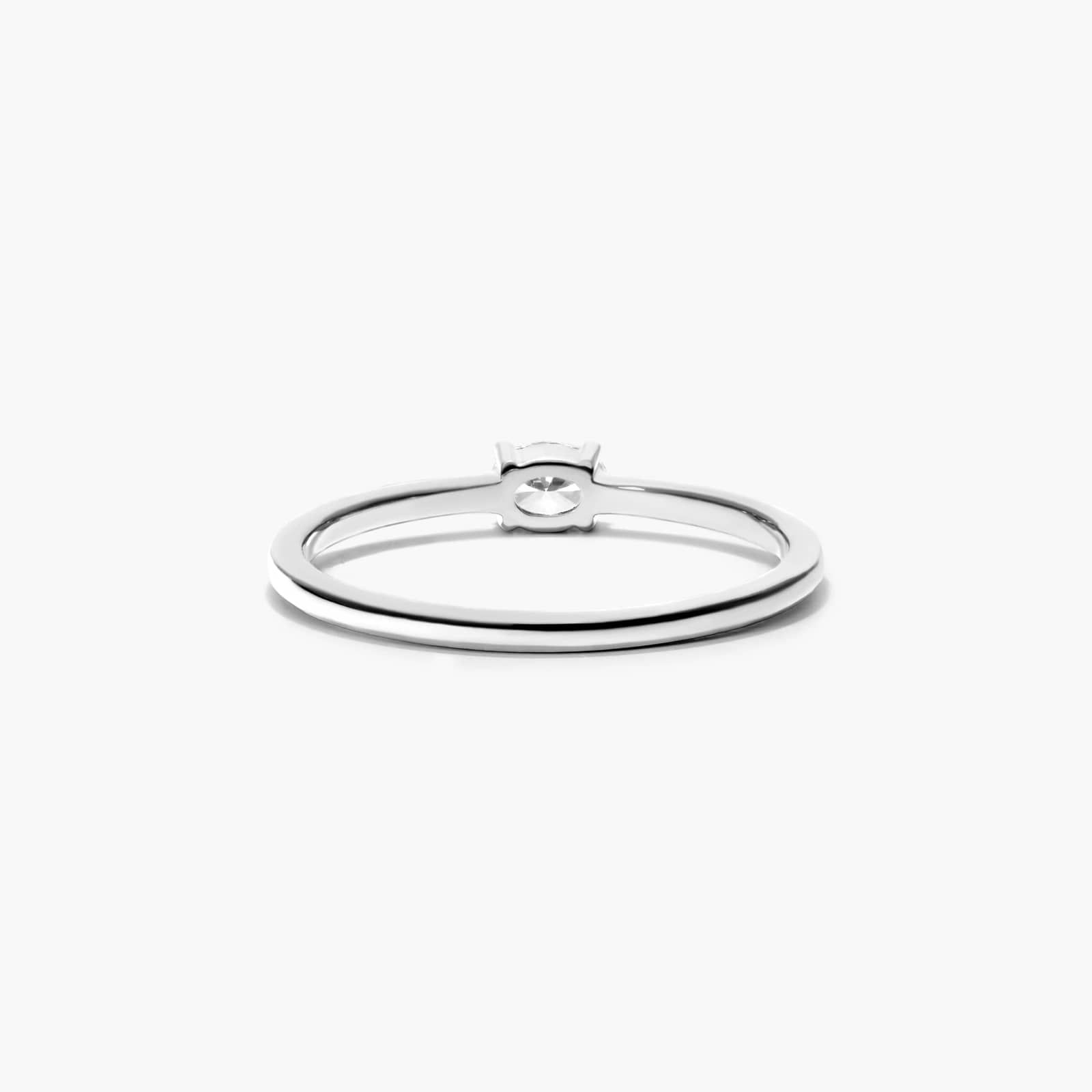 Petite Oval Cut Solitaire Diamond Ring In 14K White Gold