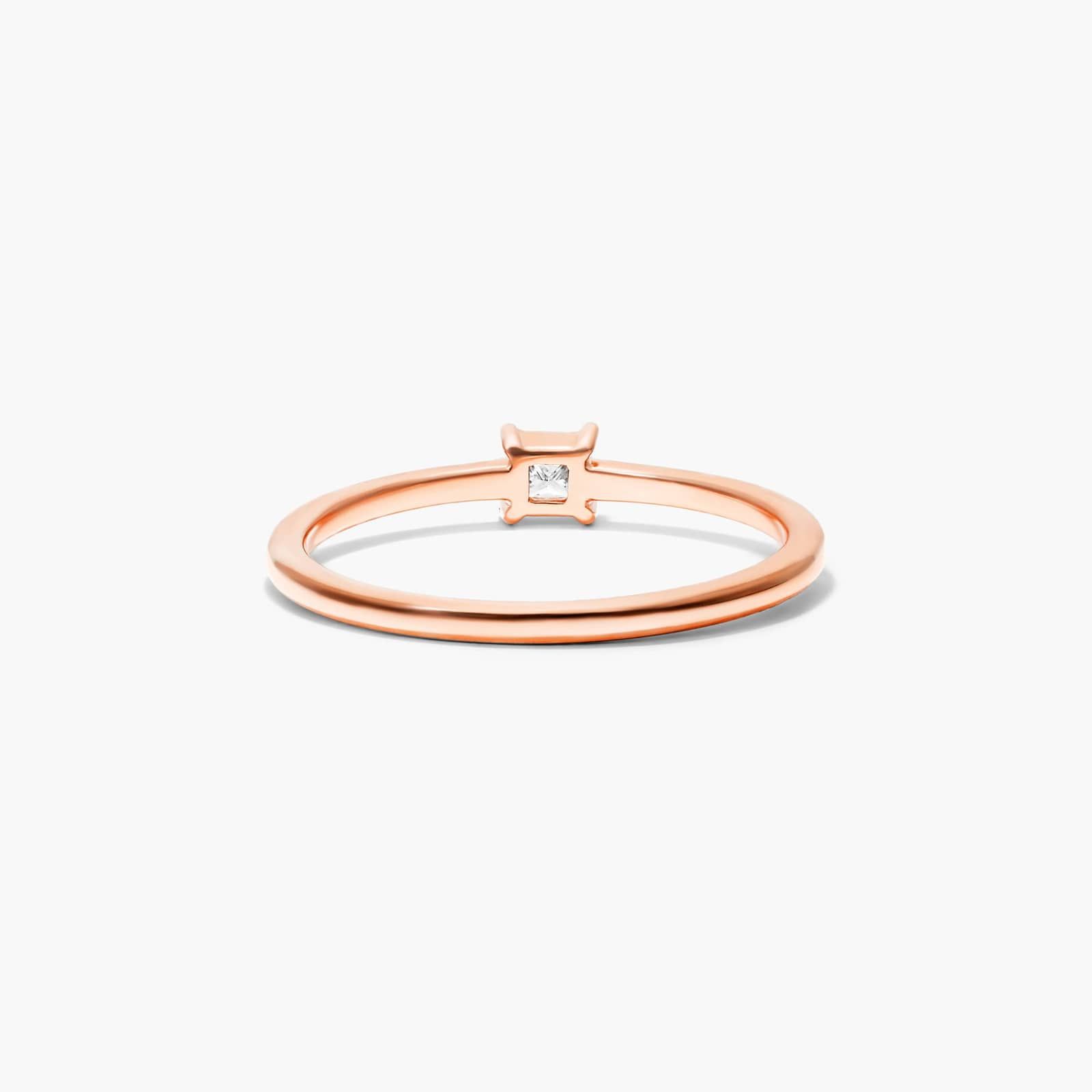 Petite Princess Cut Solitaire Diamond Ring In 14K Rose Gold