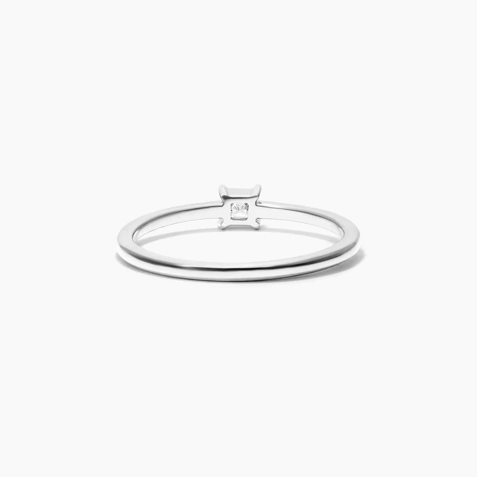 Petite Princess Cut Solitaire Diamond Ring In 14K White Gold
