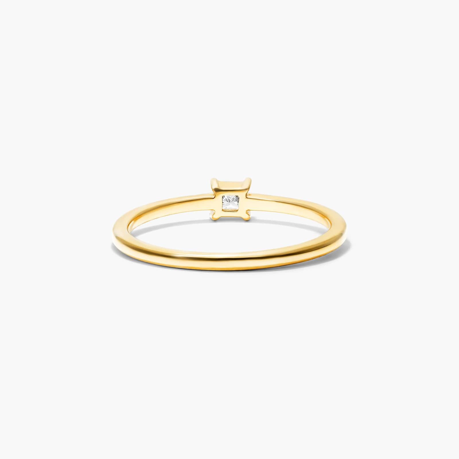 Petite Princess Cut Solitaire Diamond Ring In 14K Yellow Gold