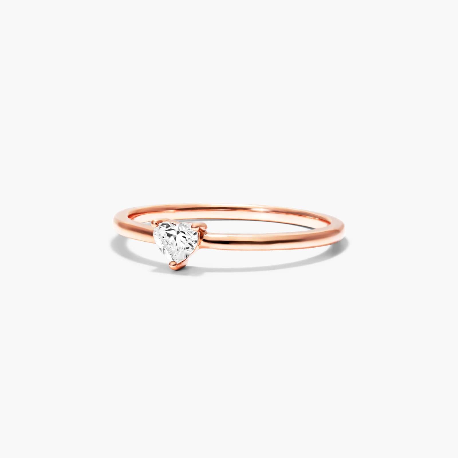 Petite Heart Shape Solitaire Diamond Ring In 14K Rose Gold