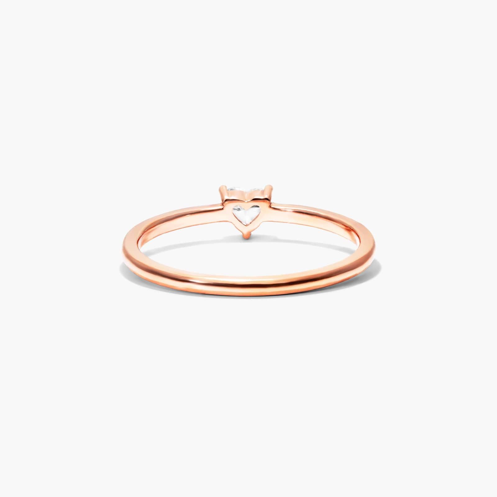 Petite Heart Shape Solitaire Diamond Ring In 14K Rose Gold
