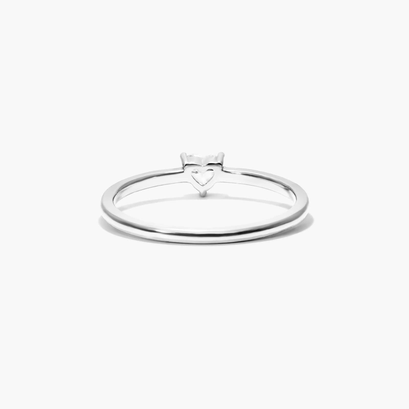Petite Heart Shape Solitaire Diamond Ring In 14K White Gold