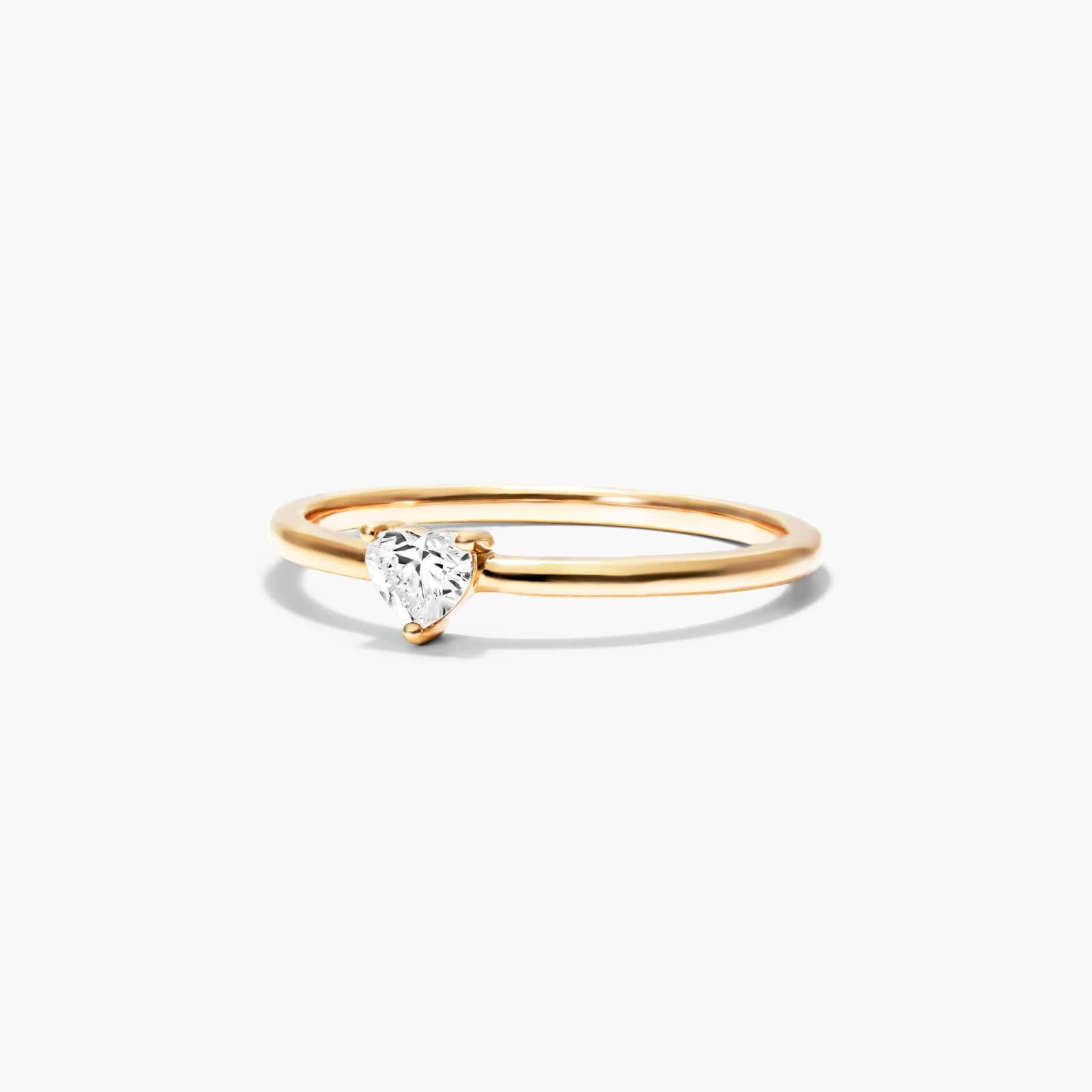 Petite Heart Shape Solitaire Diamond Ring In 14K Yellow Gold
