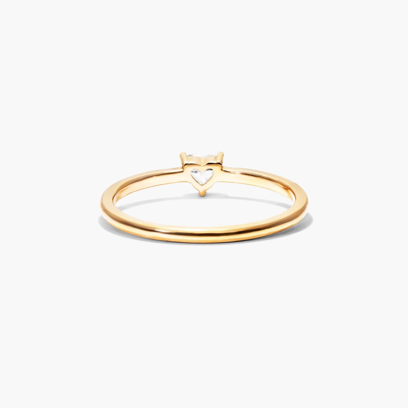 Petite Heart Shape Solitaire Diamond Ring In 14K Yellow Gold