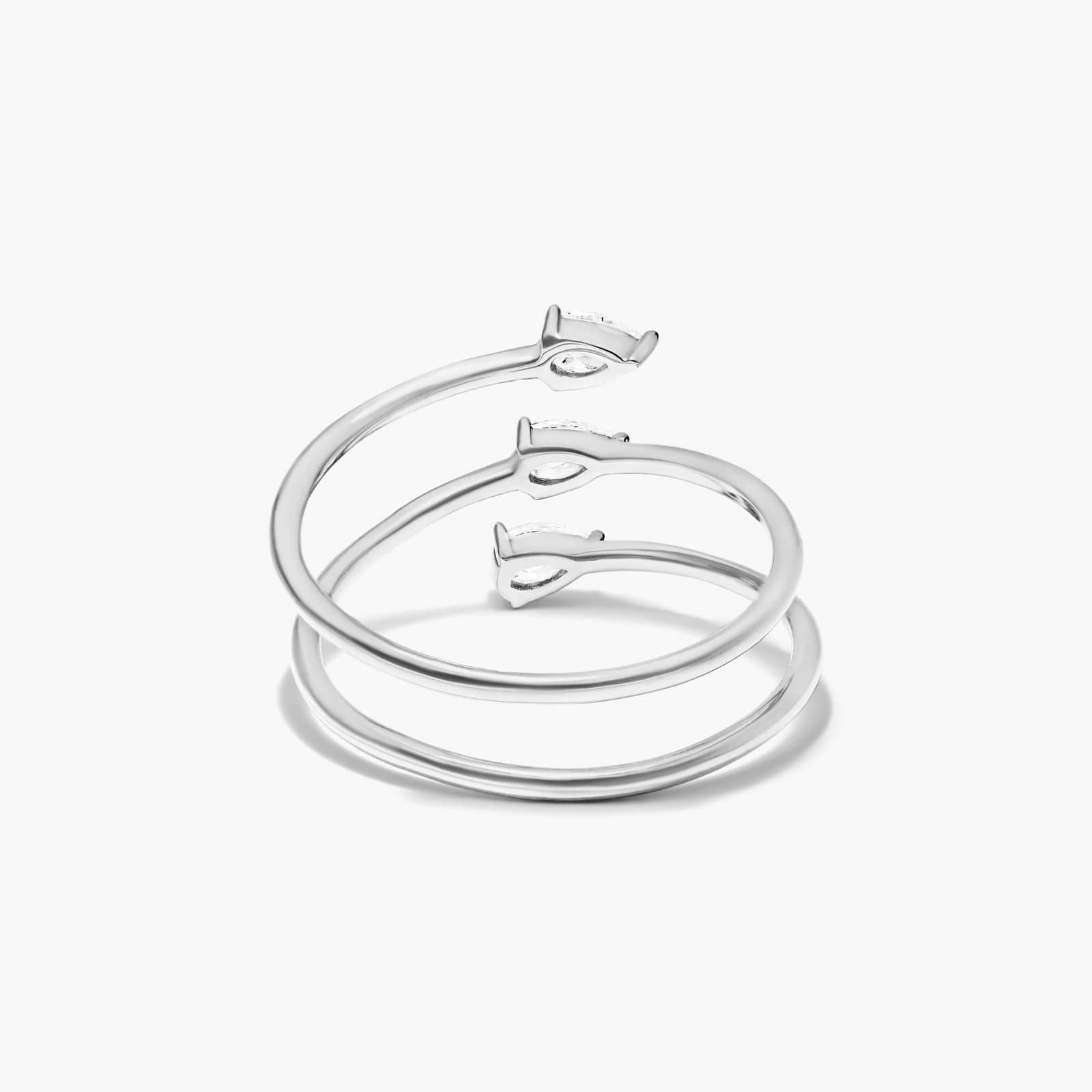 Spiraling Pear Shape Diamond Ring In 14K White Gold