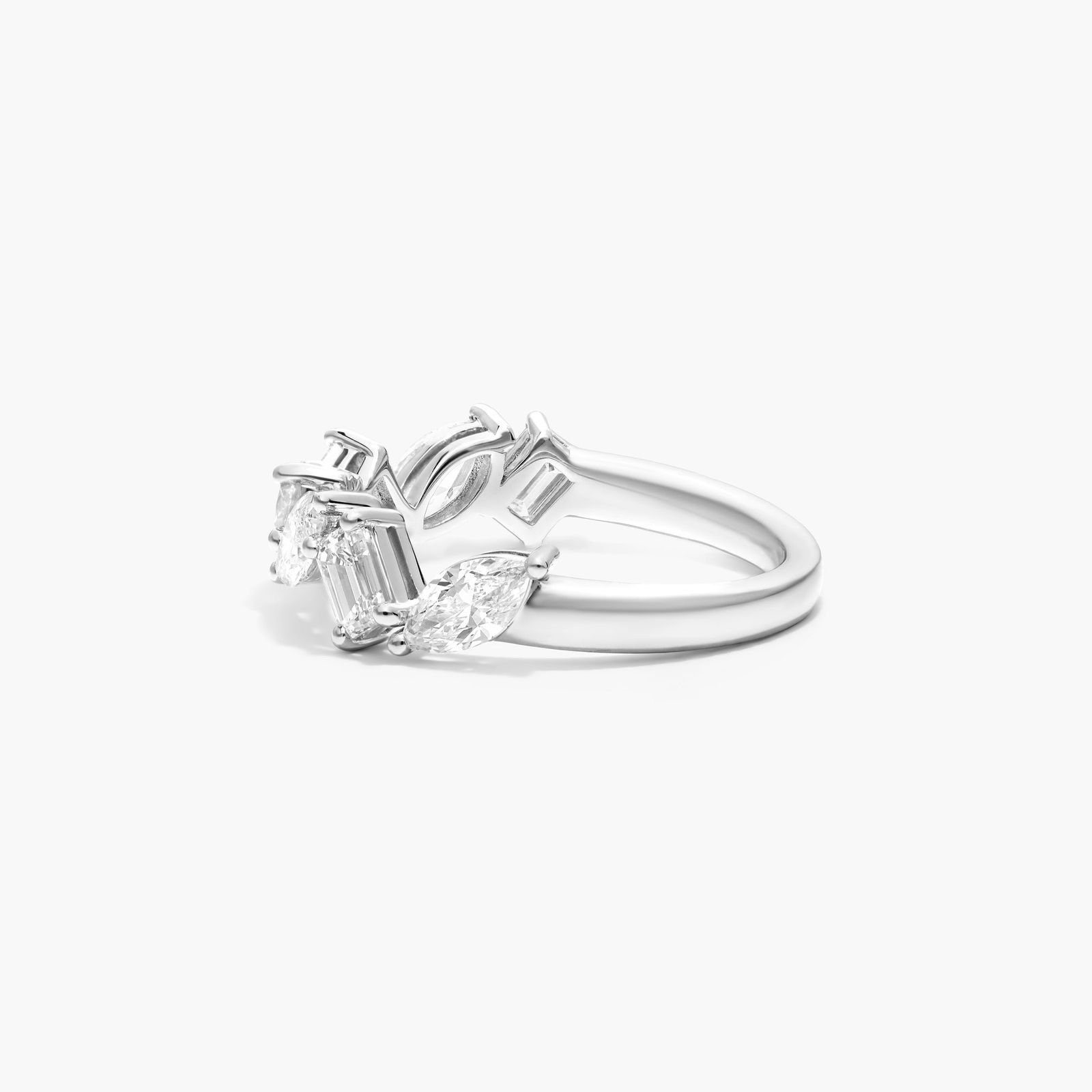 Fancy Mixed Diamond Ring In 14K White Gold