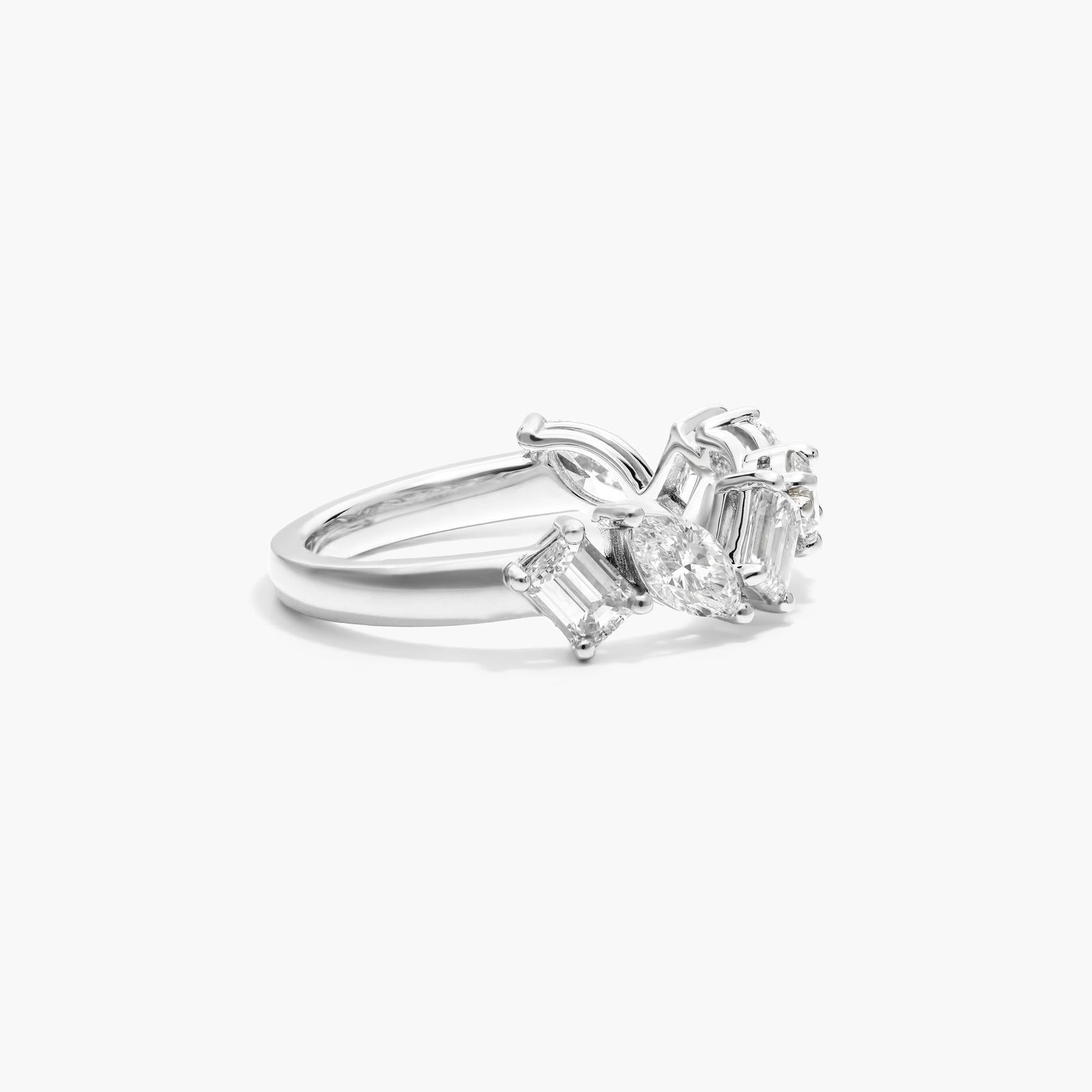 Fancy Mixed Diamond Ring In 14K White Gold