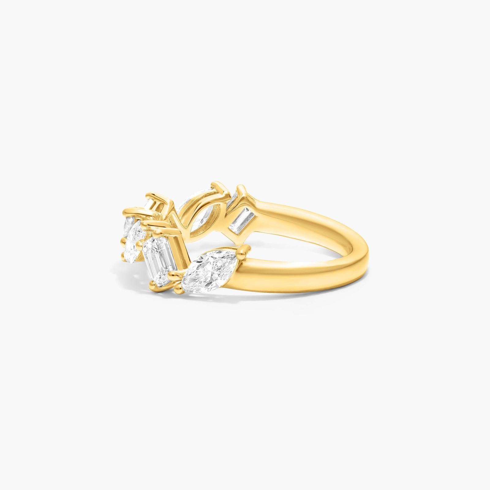 Fancy Mixed Diamond Ring In 14K Yellow Gold