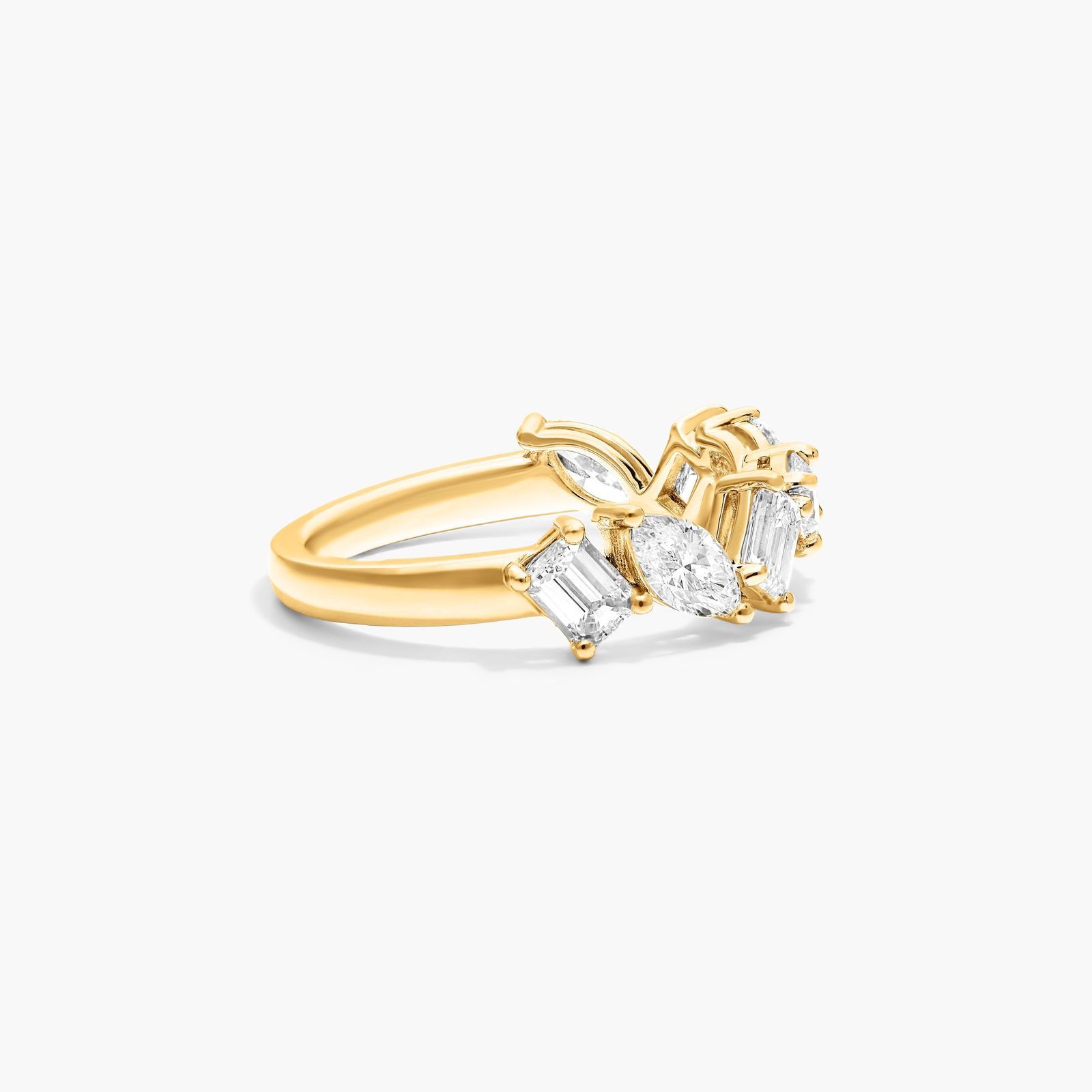 Fancy Mixed Diamond Ring In 14K Yellow Gold