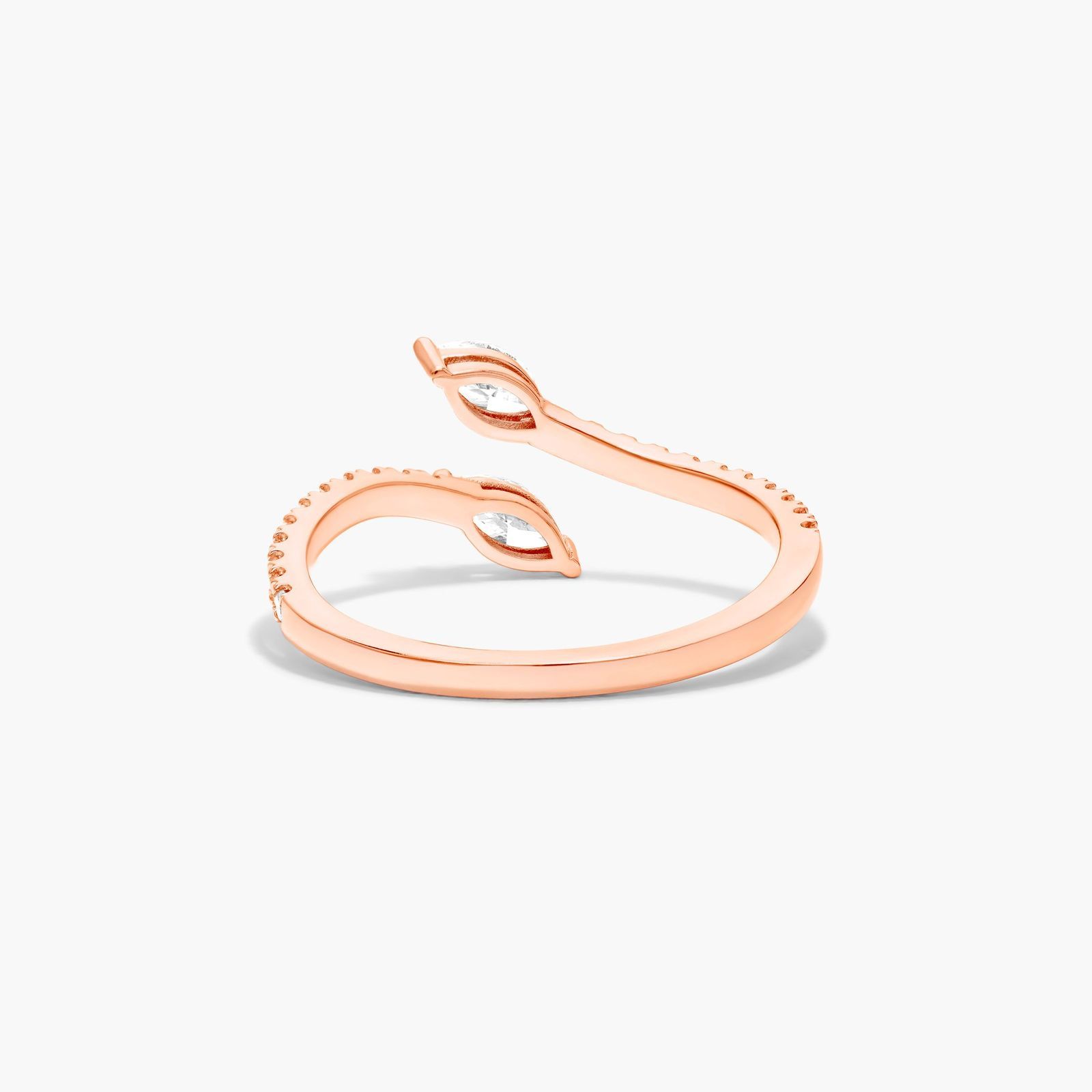 Marquise Cut Diamond Pavé Bypass Ring In 14K Rose Gold