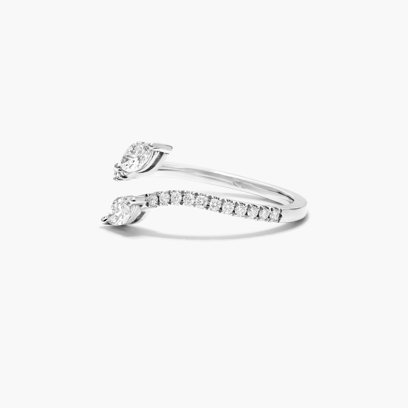Marquise Cut Diamond Pavé Bypass Ring In 14K White Gold