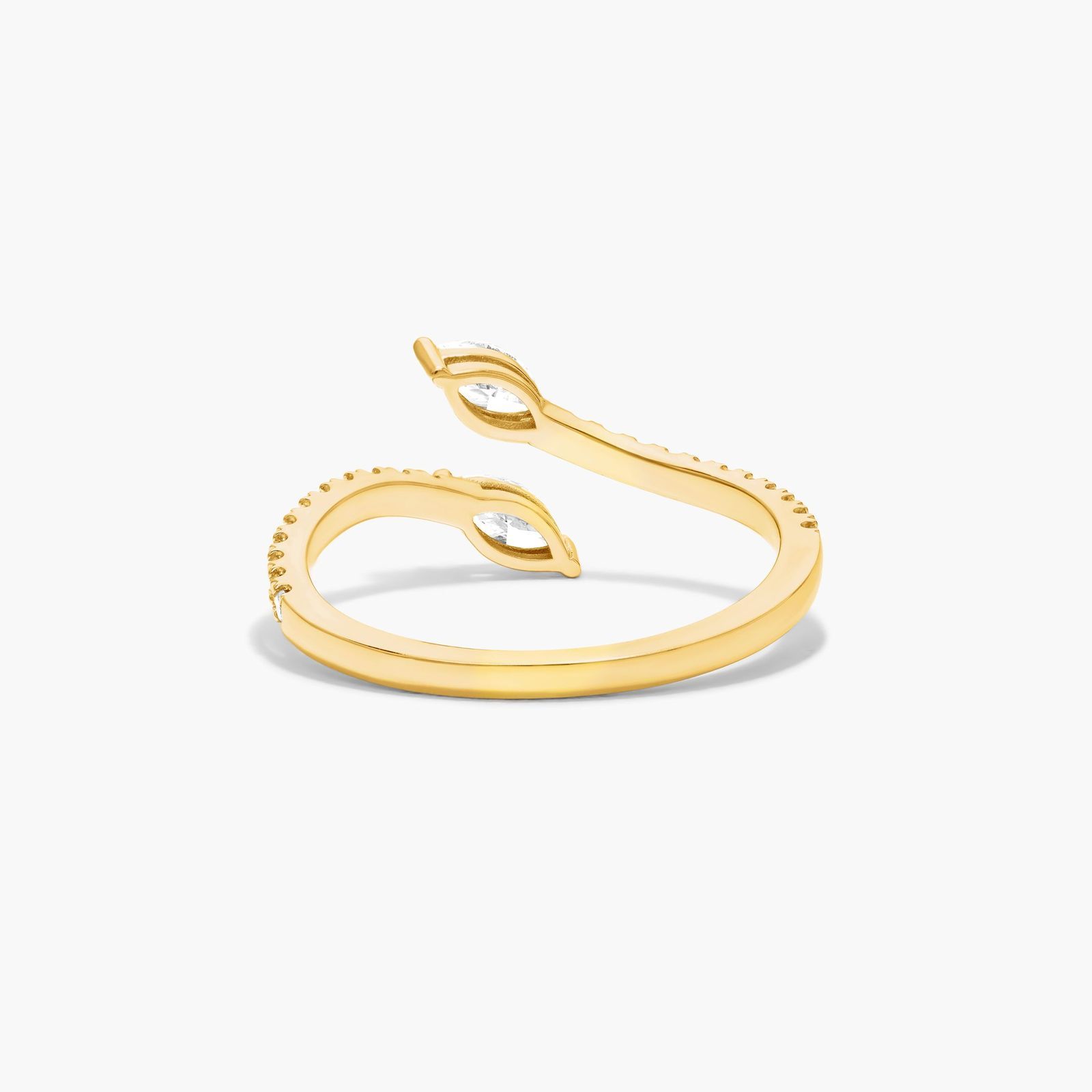 Marquise Cut Diamond Pavé Bypass Ring In 14K Yellow Gold