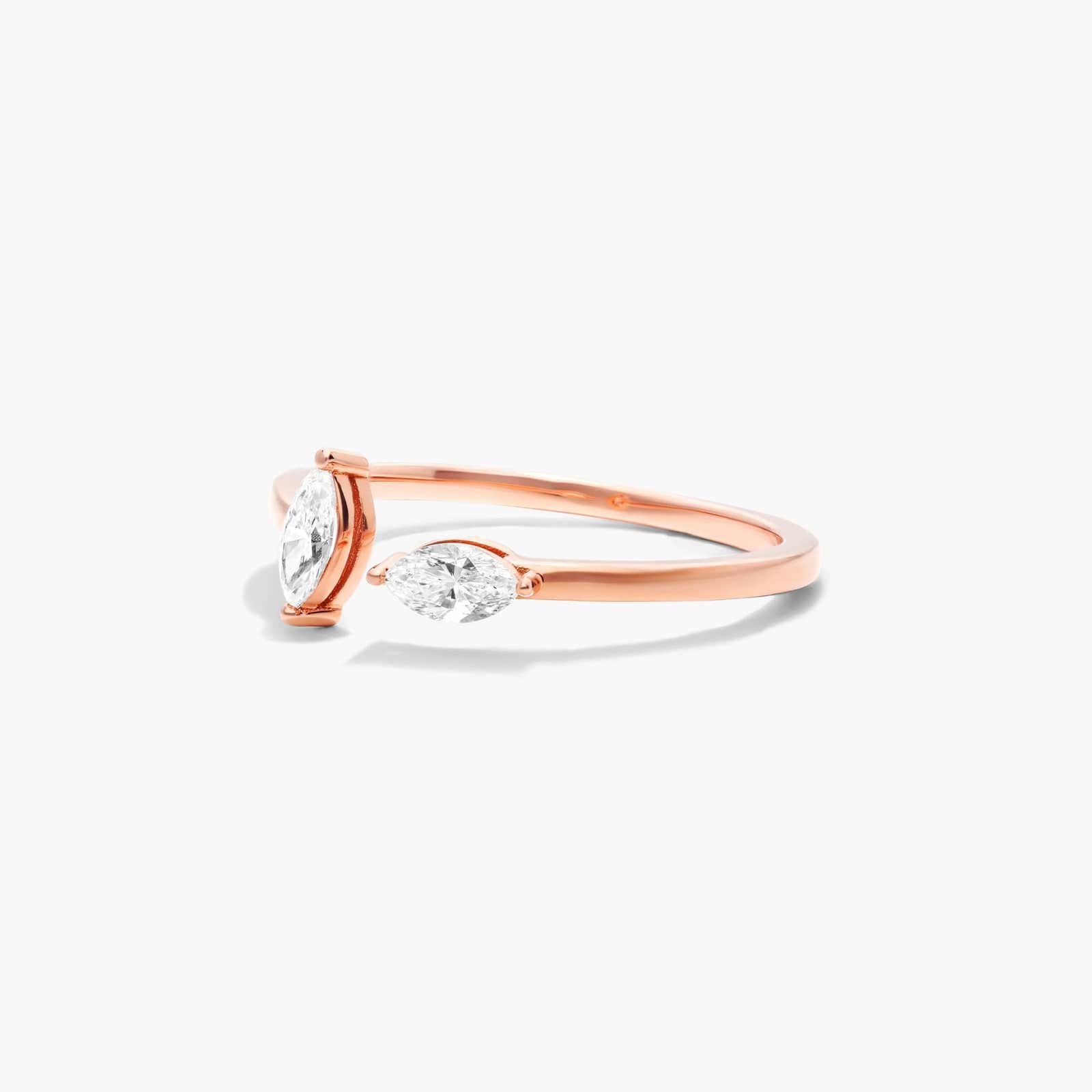 Marquise Cut Open Diamond Juxtapose Ring In 14K Rose Gold