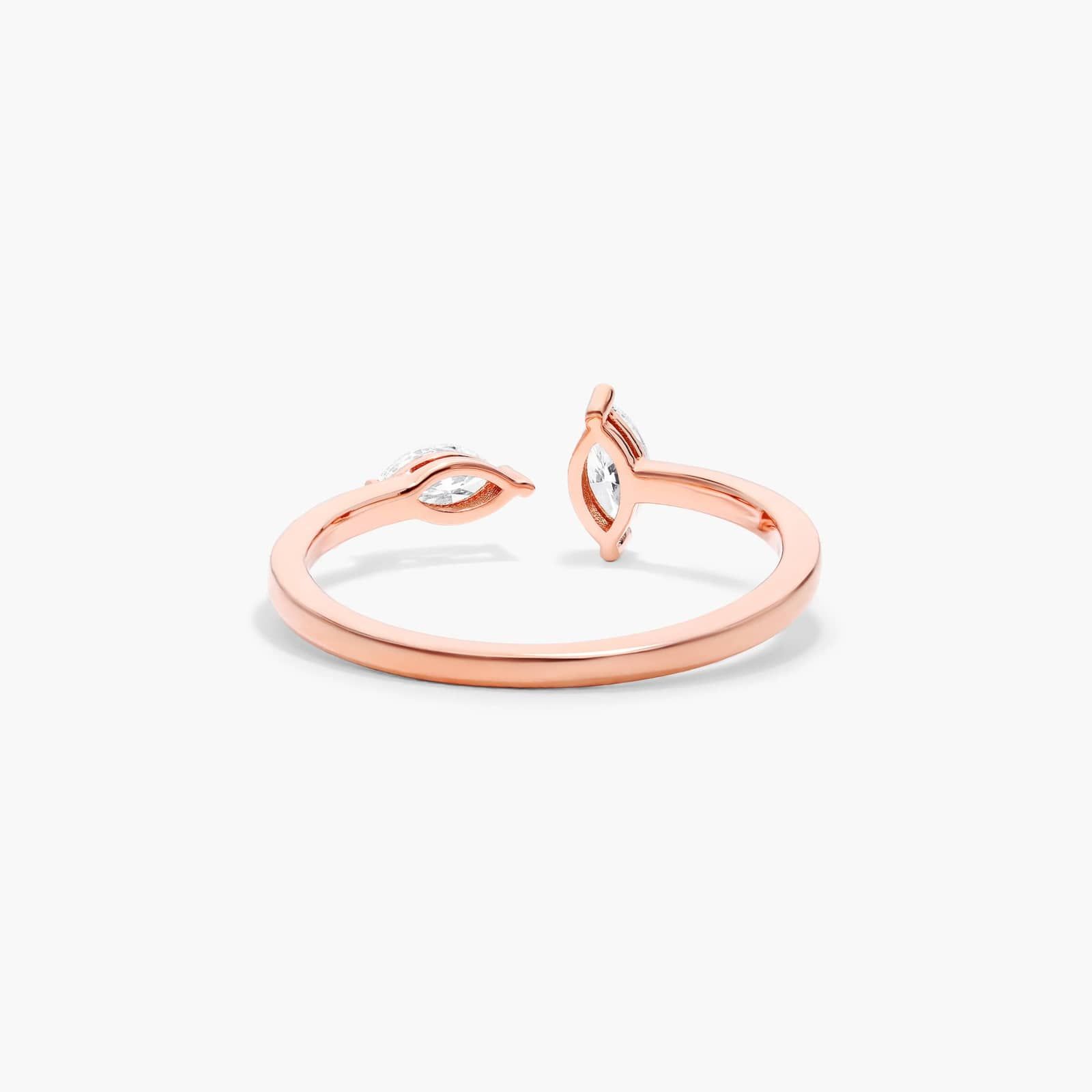 Marquise Cut Open Diamond Juxtapose Ring In 14K Rose Gold