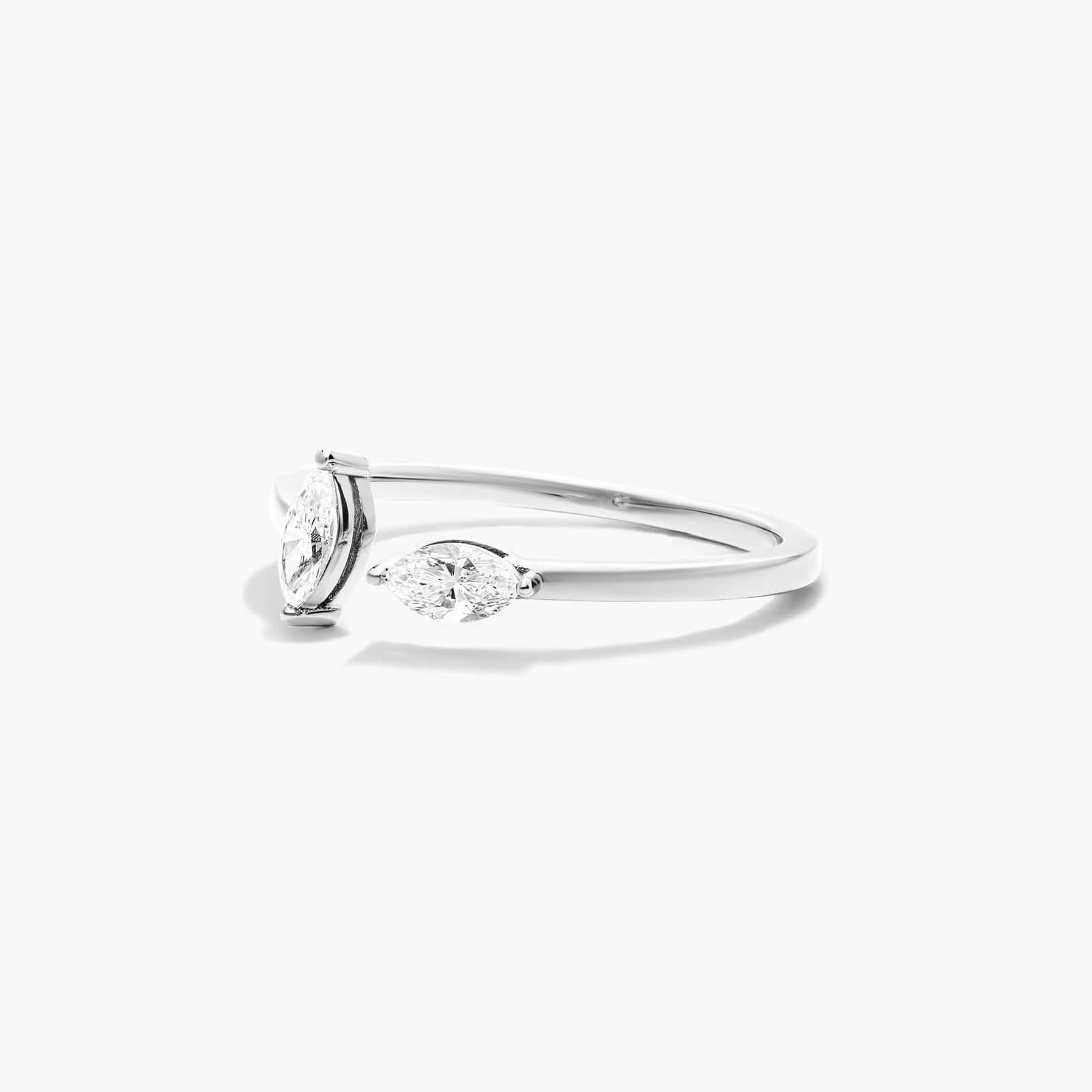 Marquise Cut Open Diamond Juxtapose Ring In 14K White Gold