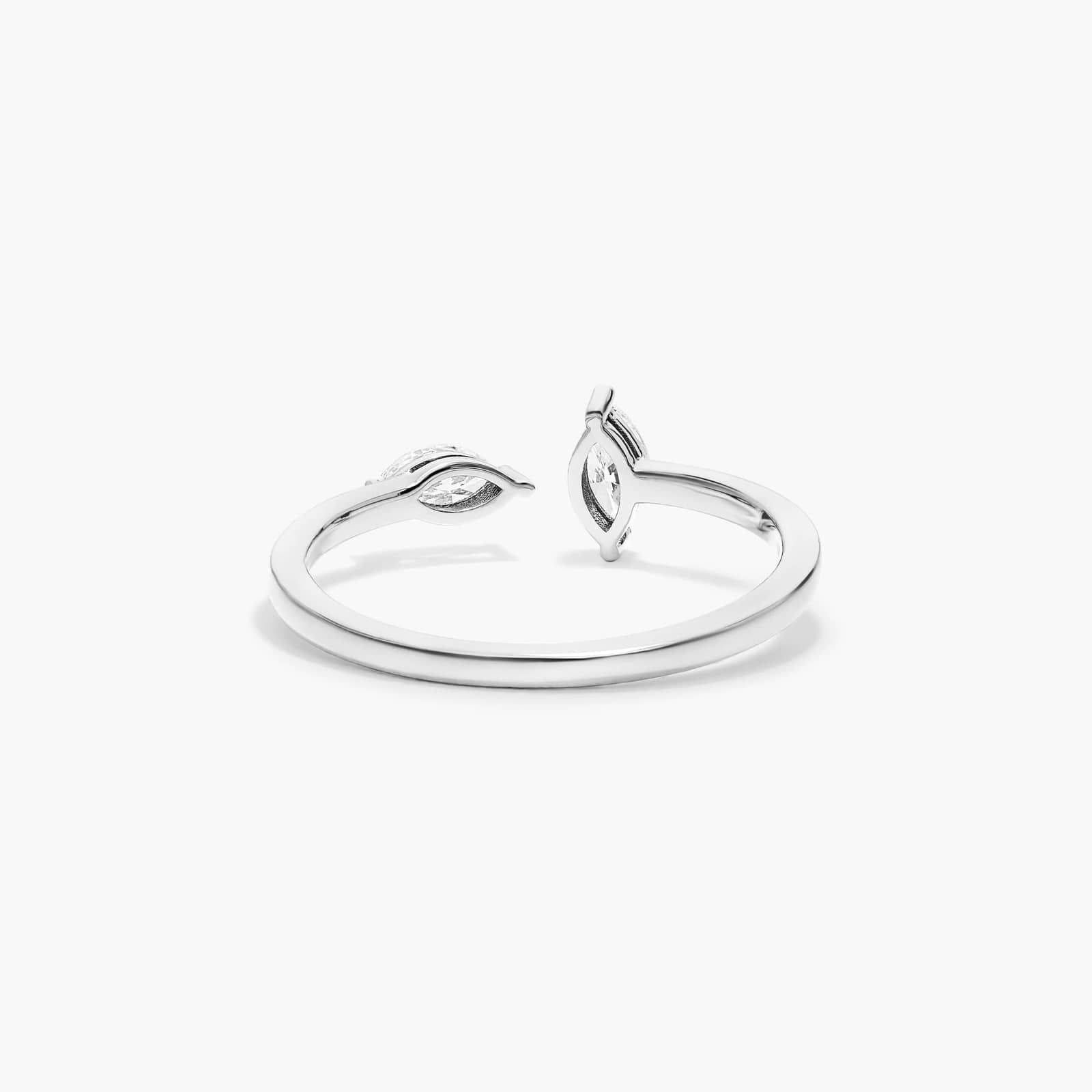 Marquise Cut Open Diamond Juxtapose Ring In 14K White Gold