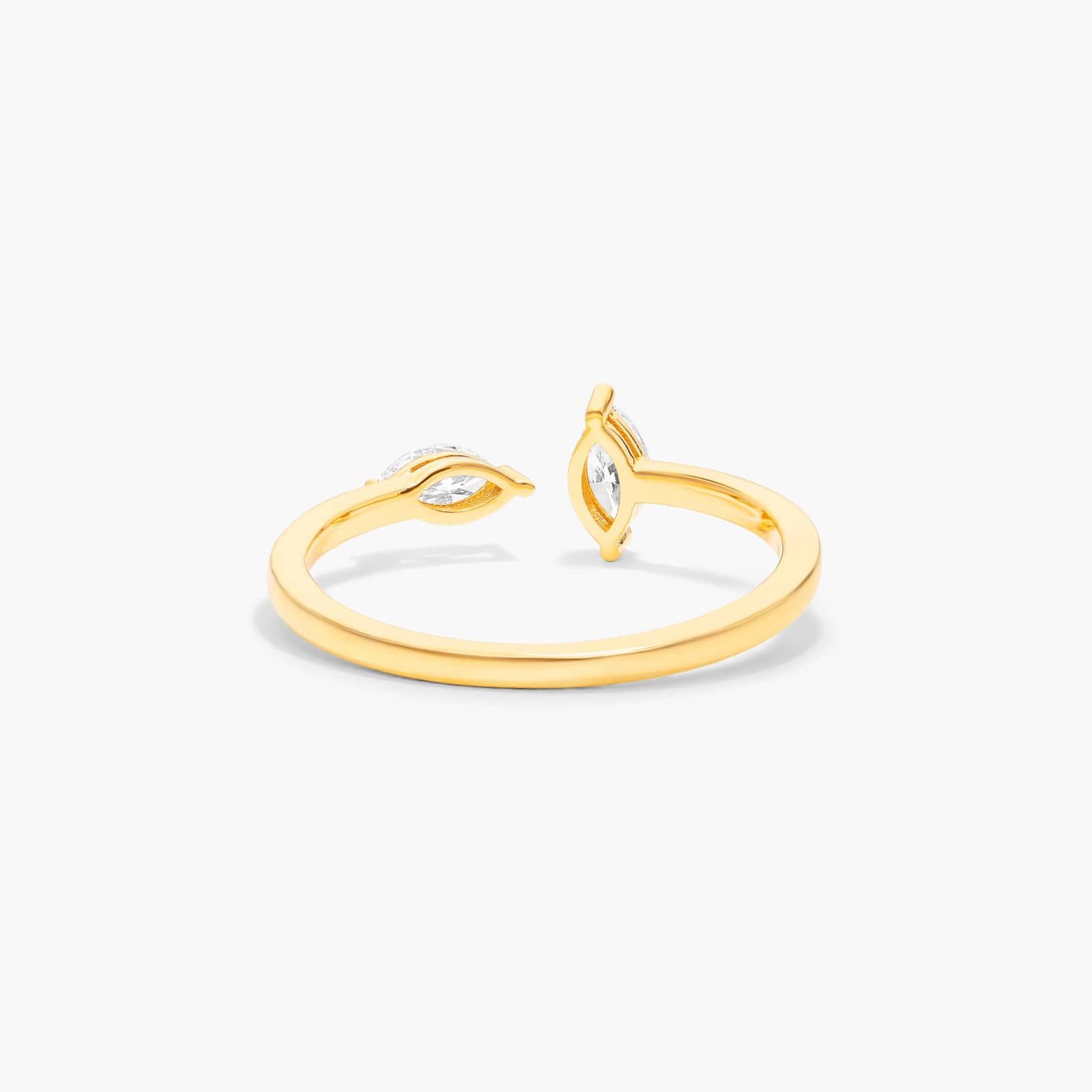 Marquise Cut Open Diamond Juxtapose Ring In 14K Yellow Gold