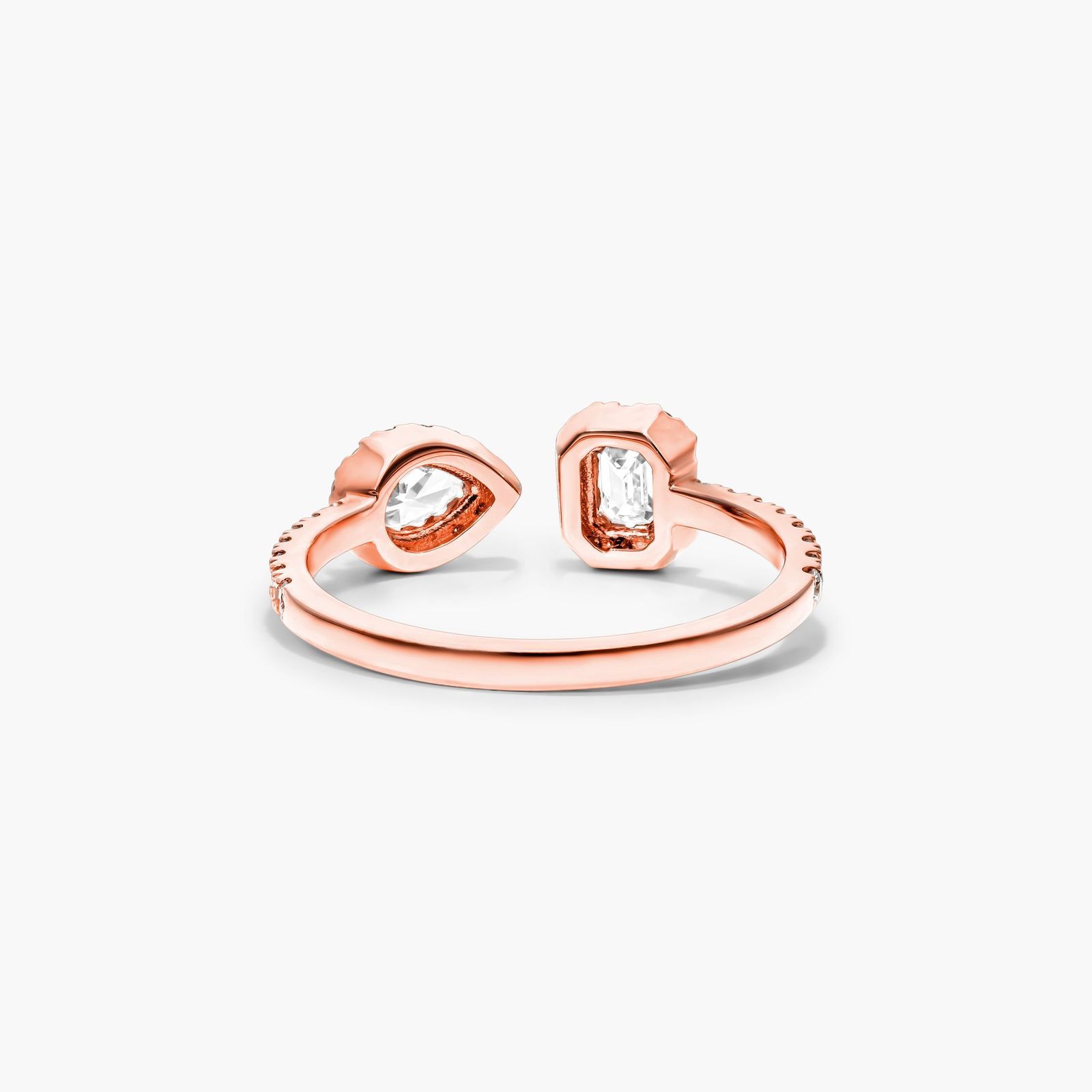 Fancy Asymmetrical Pavé Open Diamond Ring In 14K Rose Gold