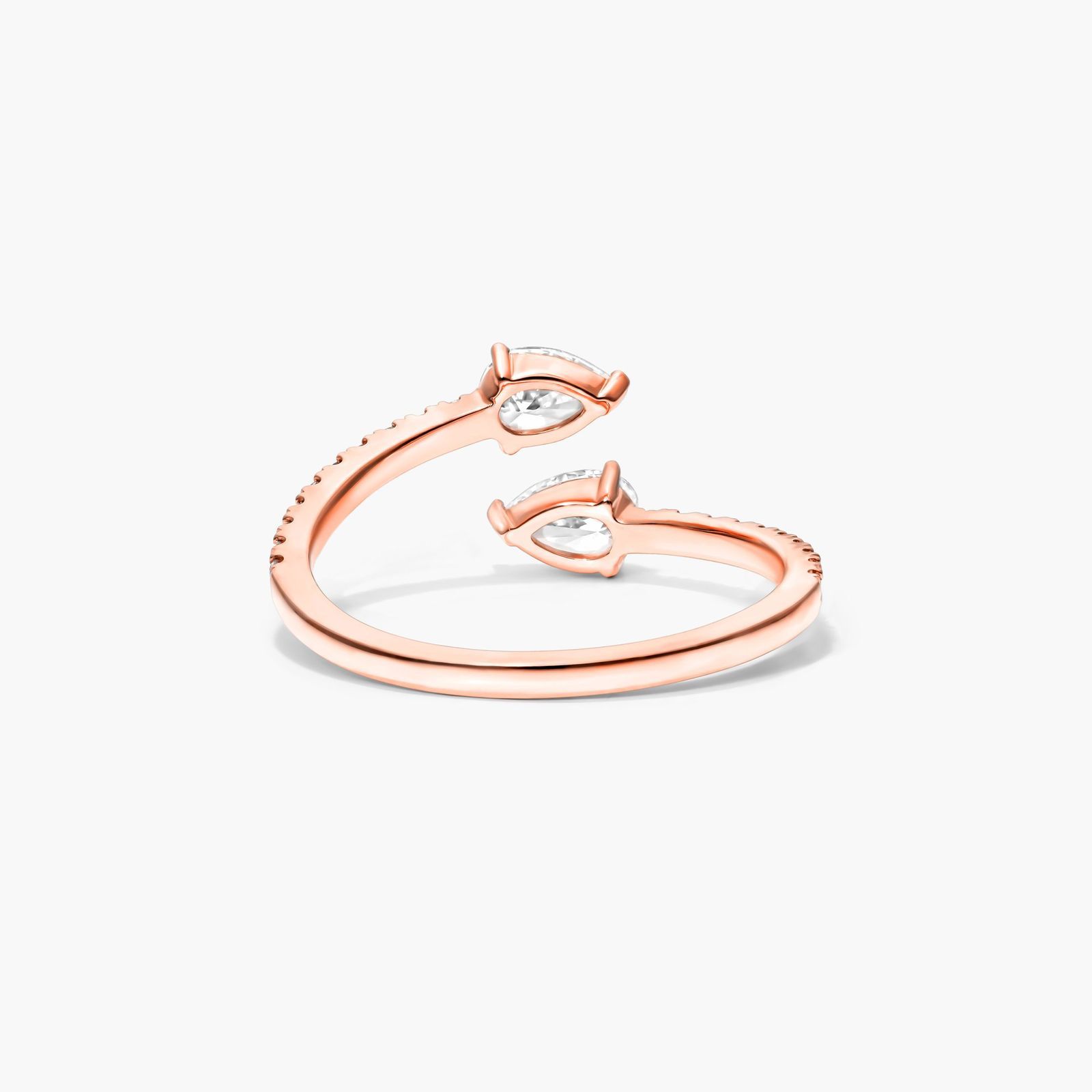 Pear Shape Pavé Open Diamond Ring In 14K Rose Gold