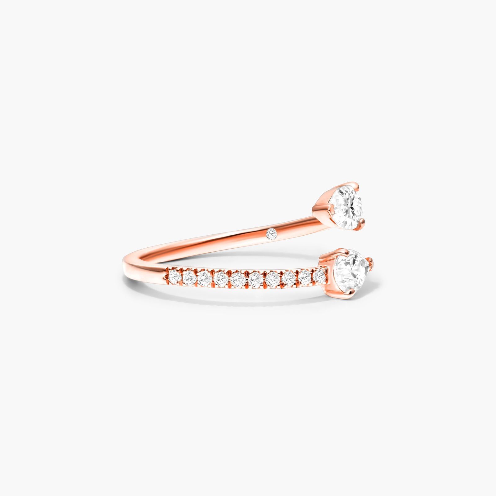 Pear Shape Pavé Open Diamond Ring In 14K Rose Gold