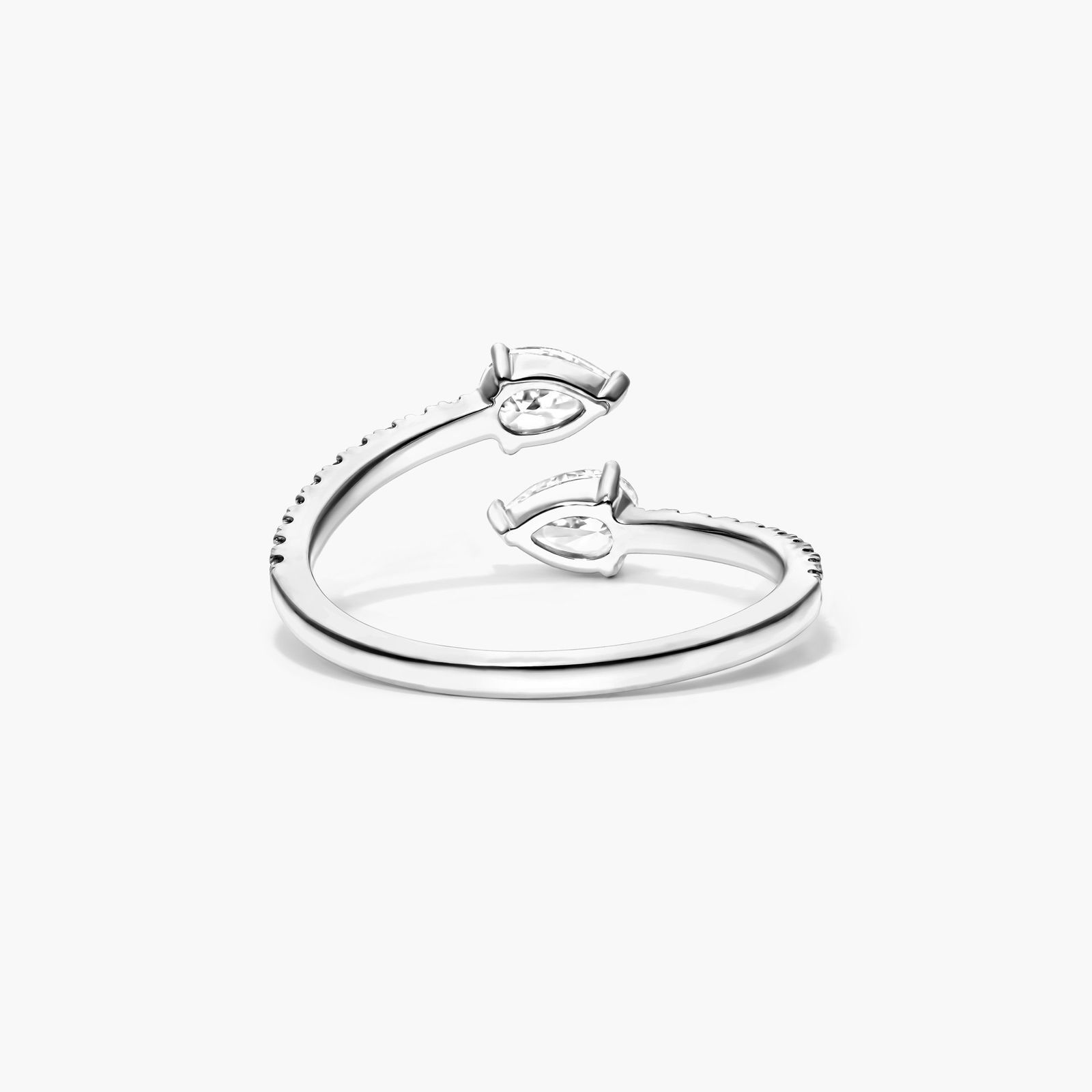 Pear Shape Pavé Open Diamond Ring In 14K White Gold