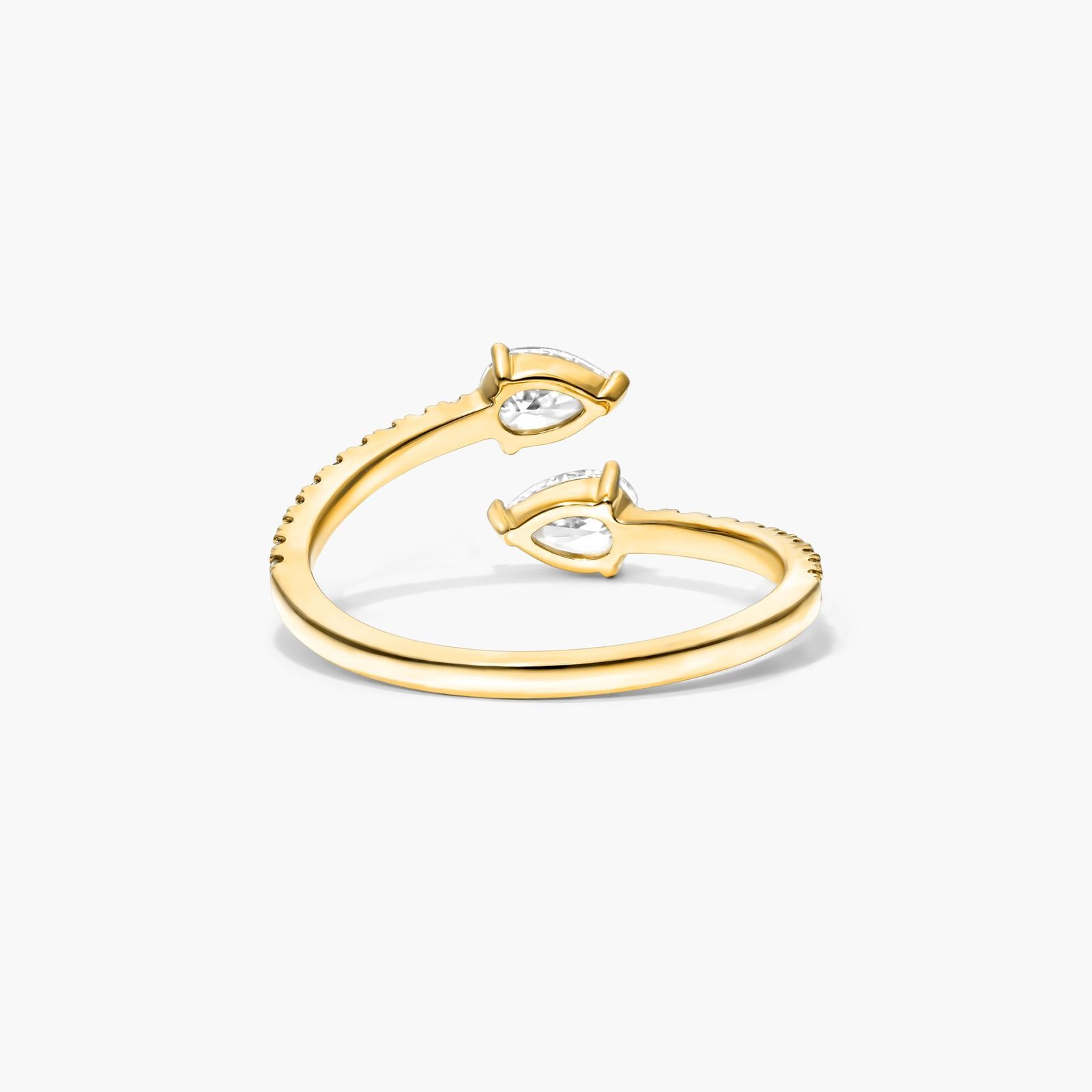 Pear Shape Pavé Open Diamond Ring In 14K Yellow Gold