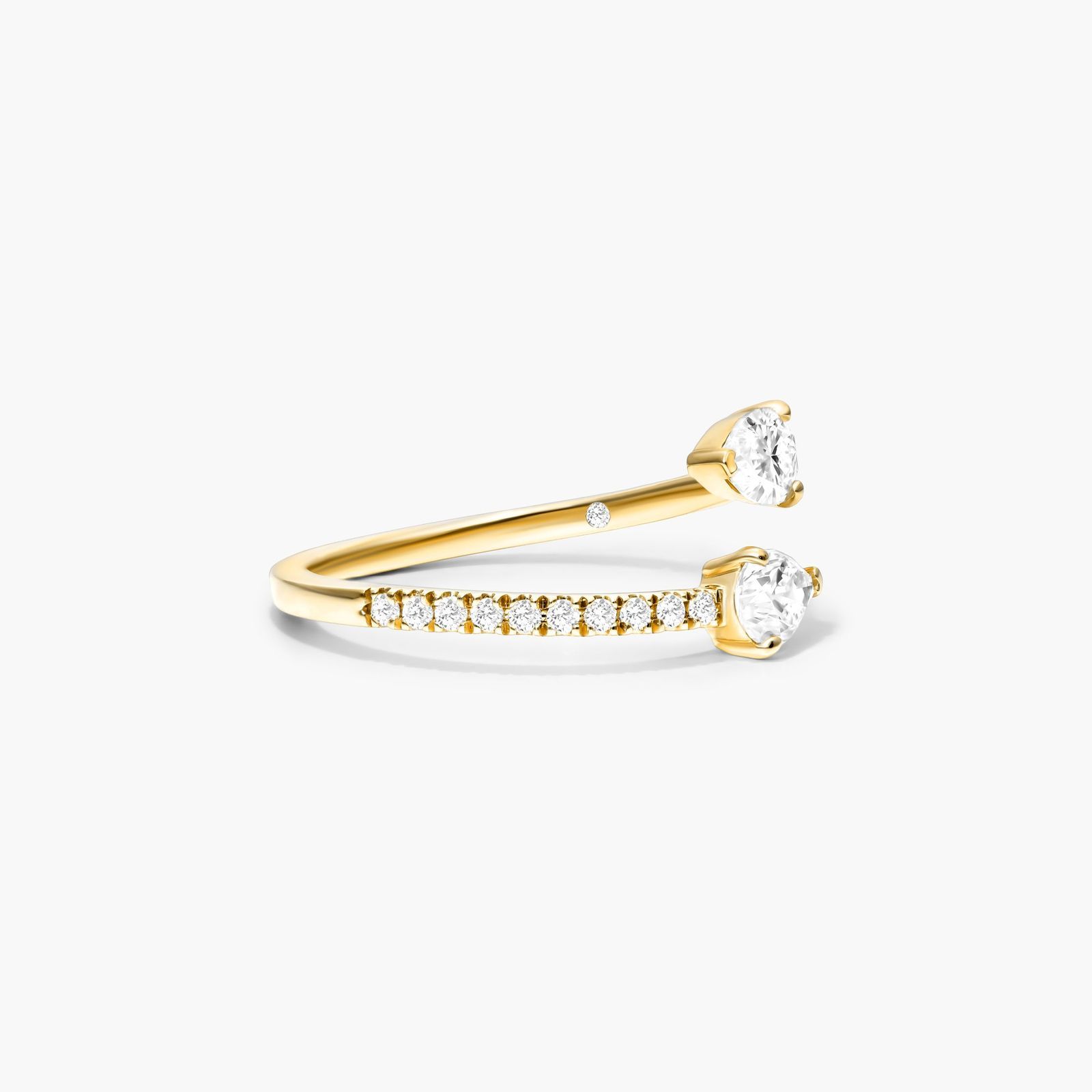 Pear Shape Pavé Open Diamond Ring In 14K Yellow Gold