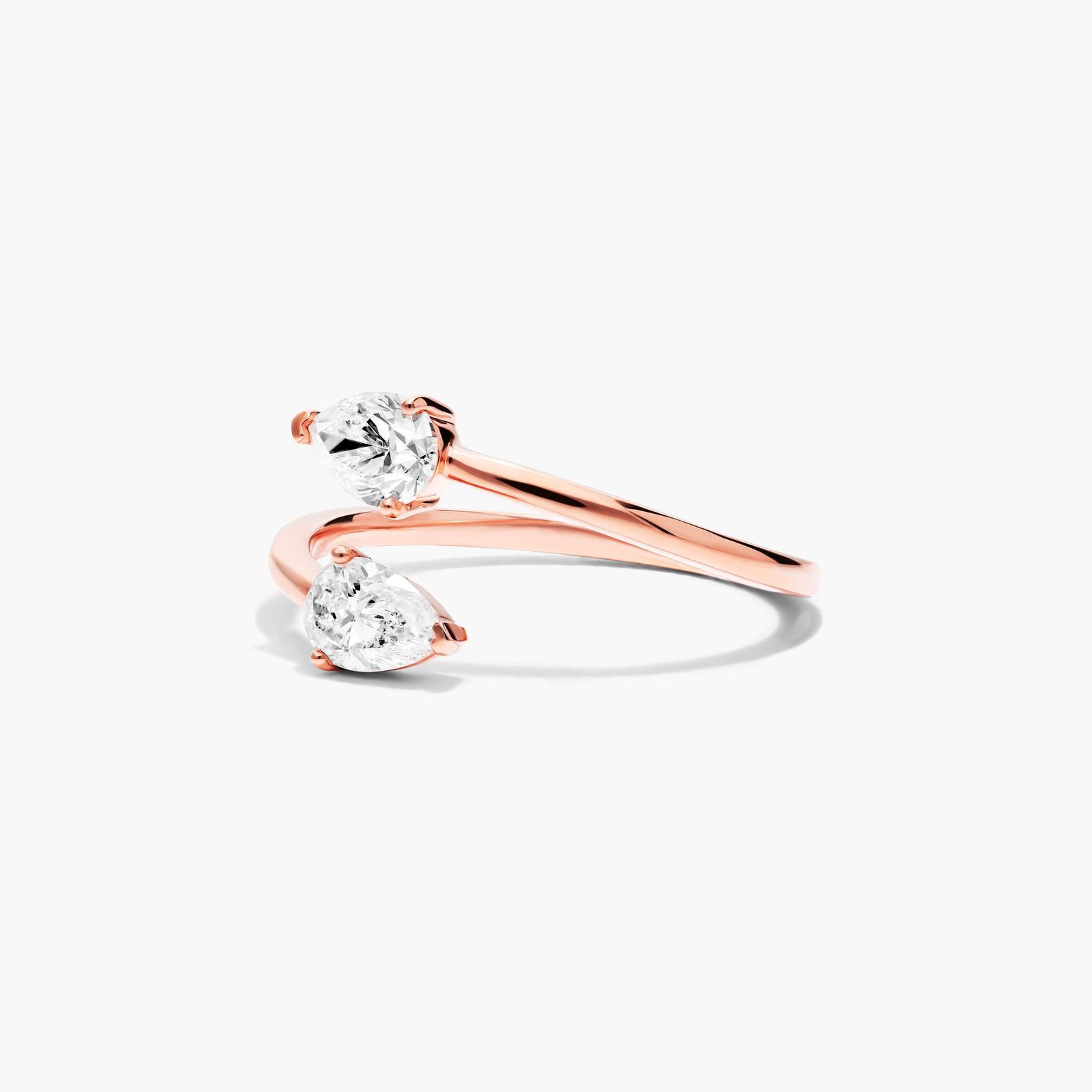 Sleek Pear Shape Open Diamond Ring In 14K Rose Gold