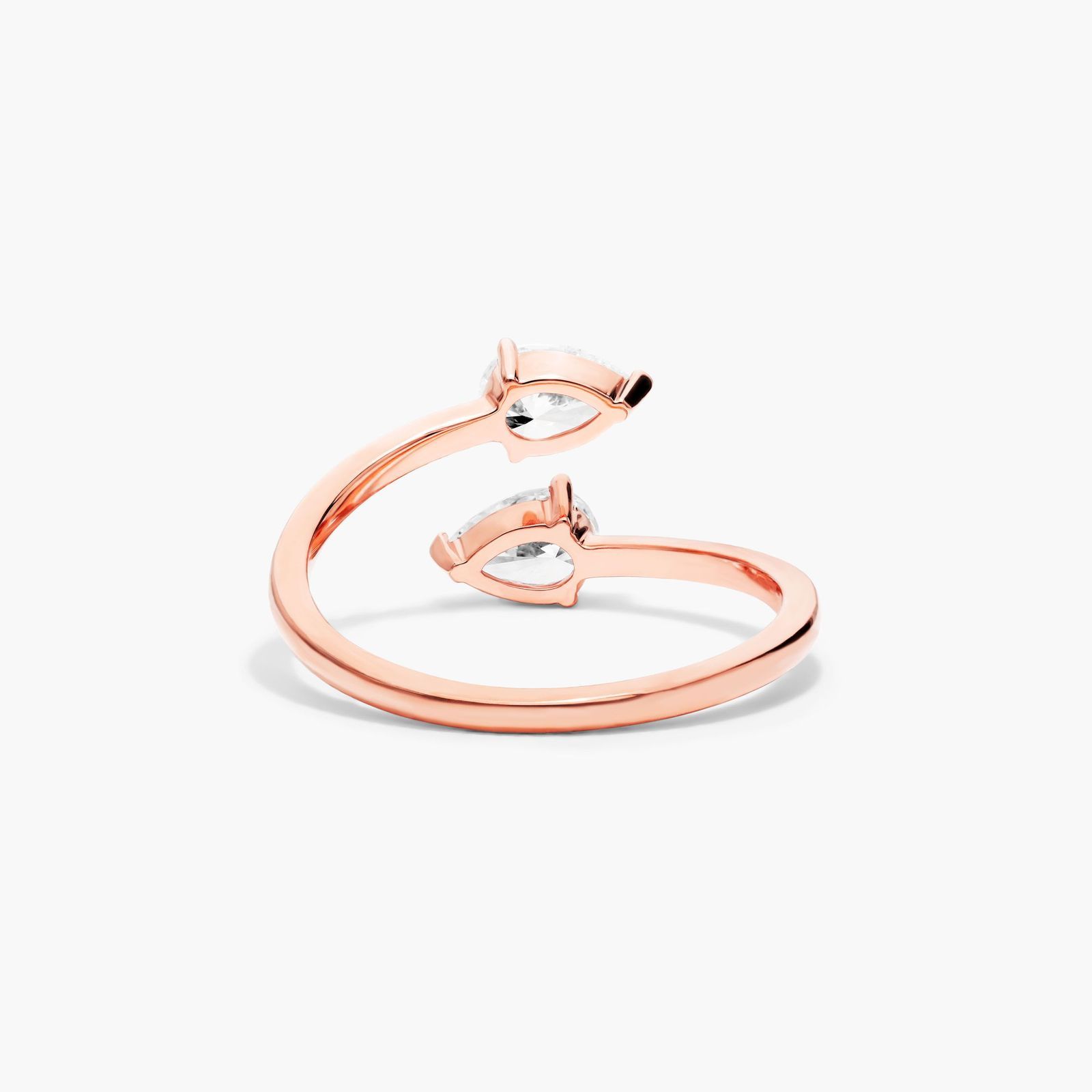 Sleek Pear Shape Open Diamond Ring In 14K Rose Gold