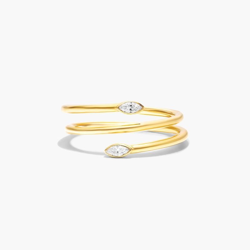 Marquise Cut Diamond Wrap Ring In 14K Yellow Gold