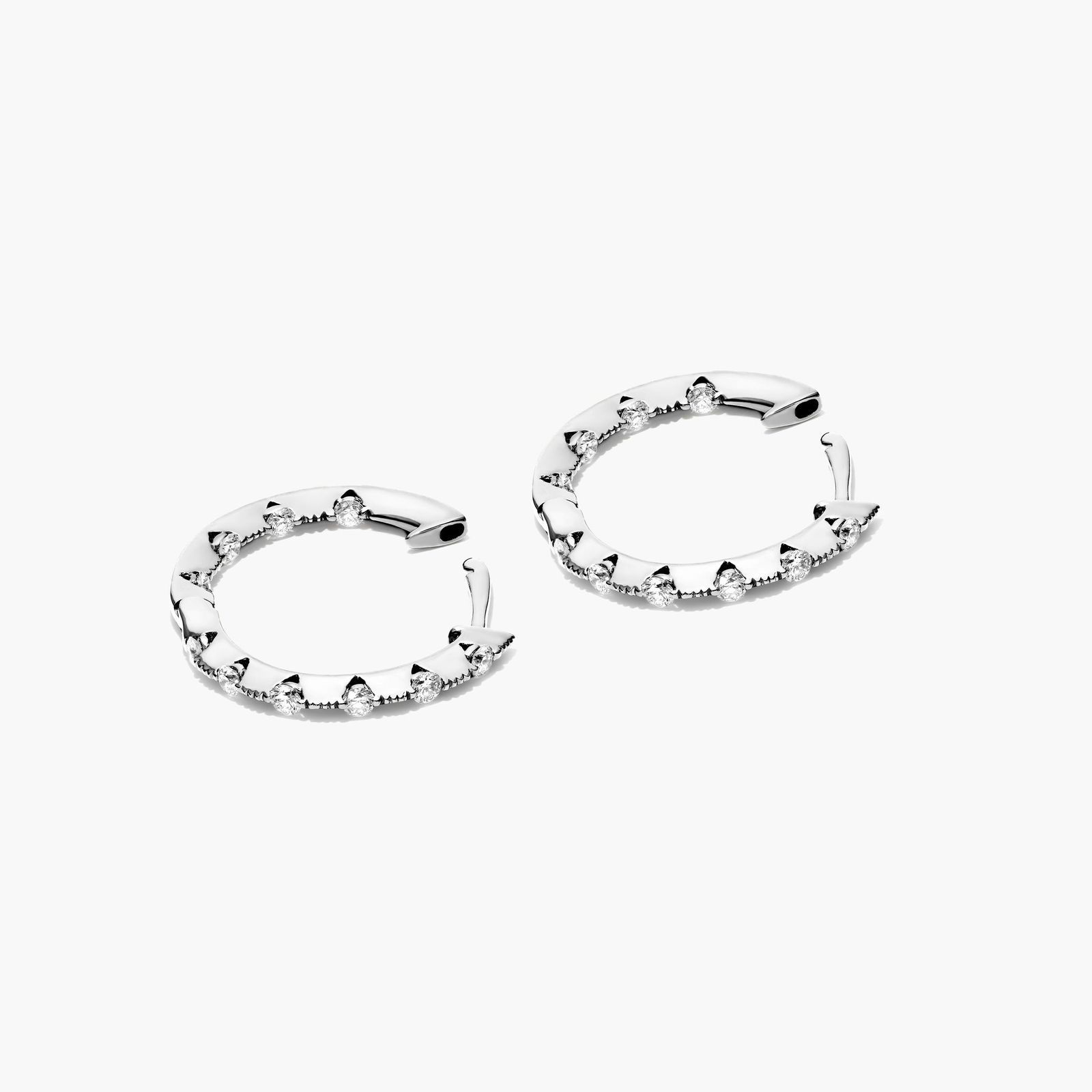 Tension-Set Diamond Hoop Earrings In 14K White Gold By Brevani