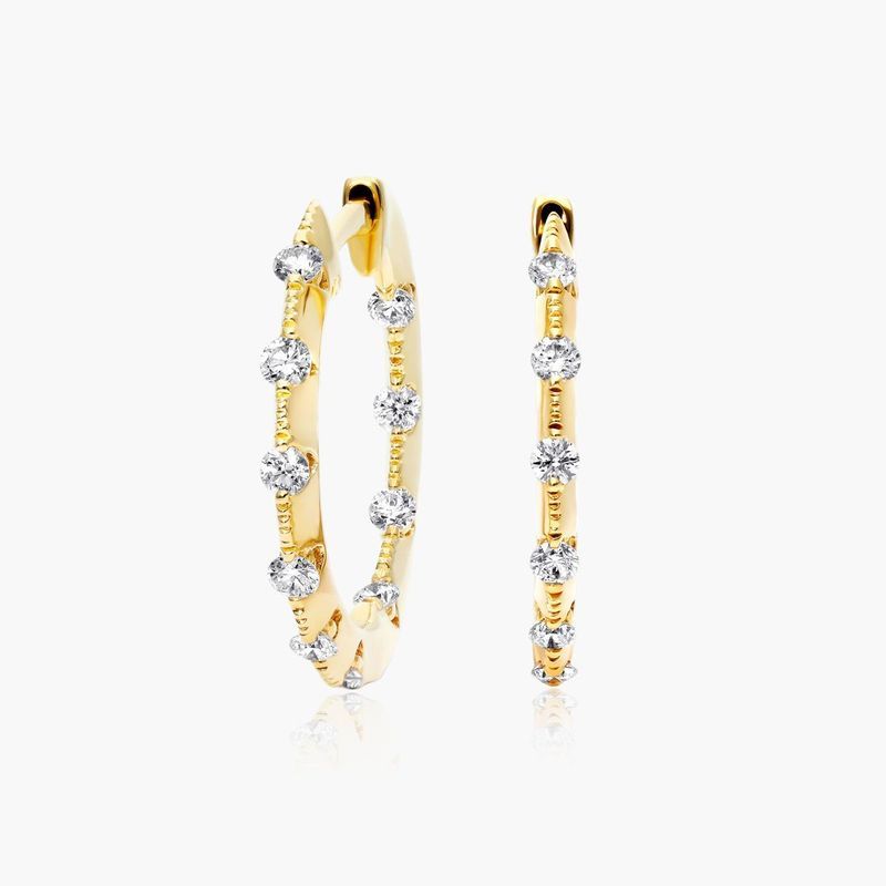 Tension-Set Diamond Hoop Earrings In 14K Yellow Gold By Brevani