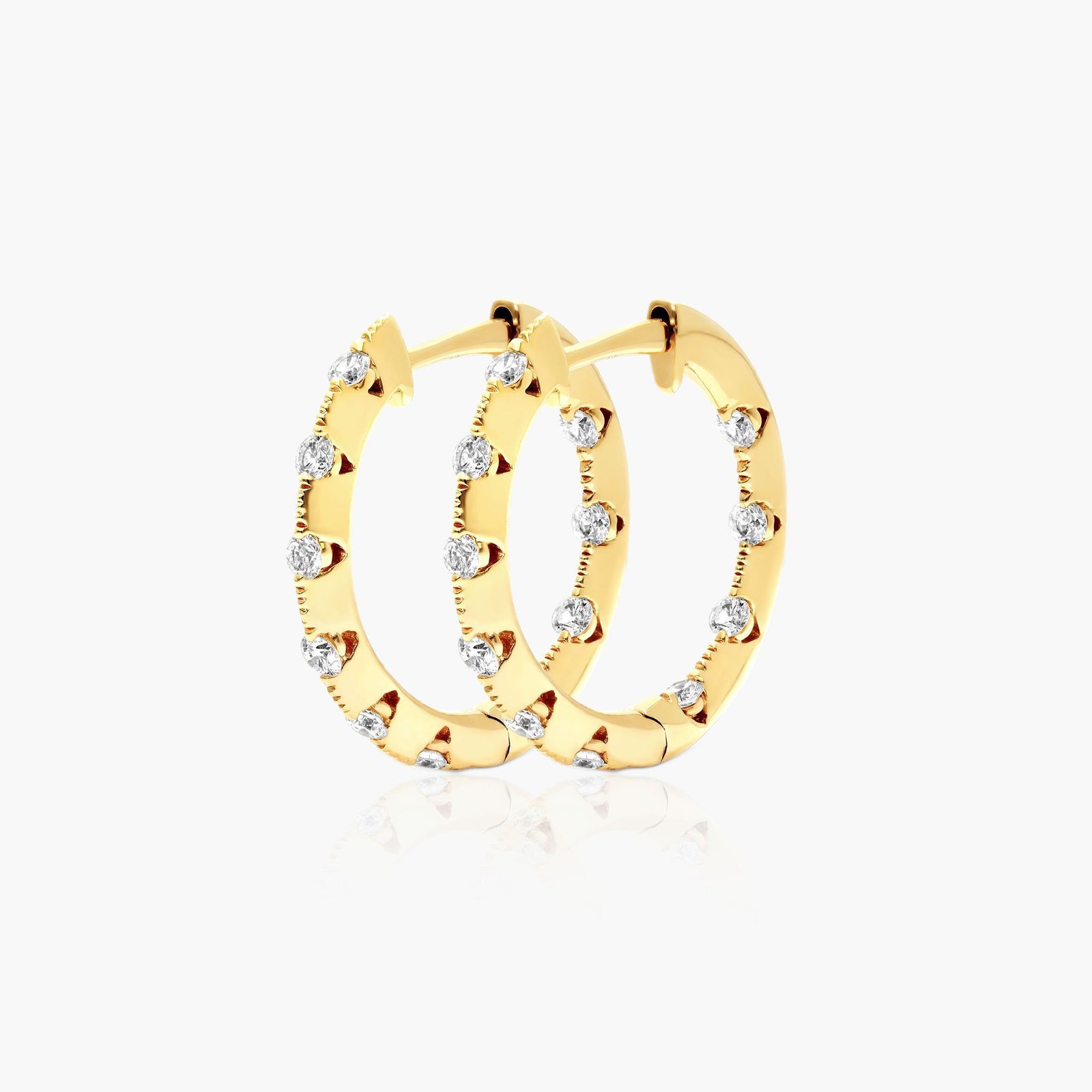 Tension-Set Diamond Hoop Earrings In 14K Yellow Gold By Brevani