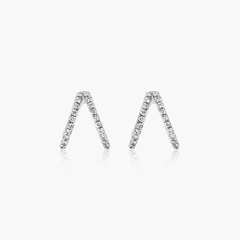 Split Diamond Huggie Hoop Earrings In 14K White Gold By Brevani