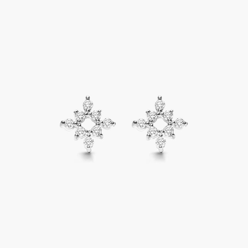 Burst Diamond Stud Earrings In 14K White Gold By Brevani