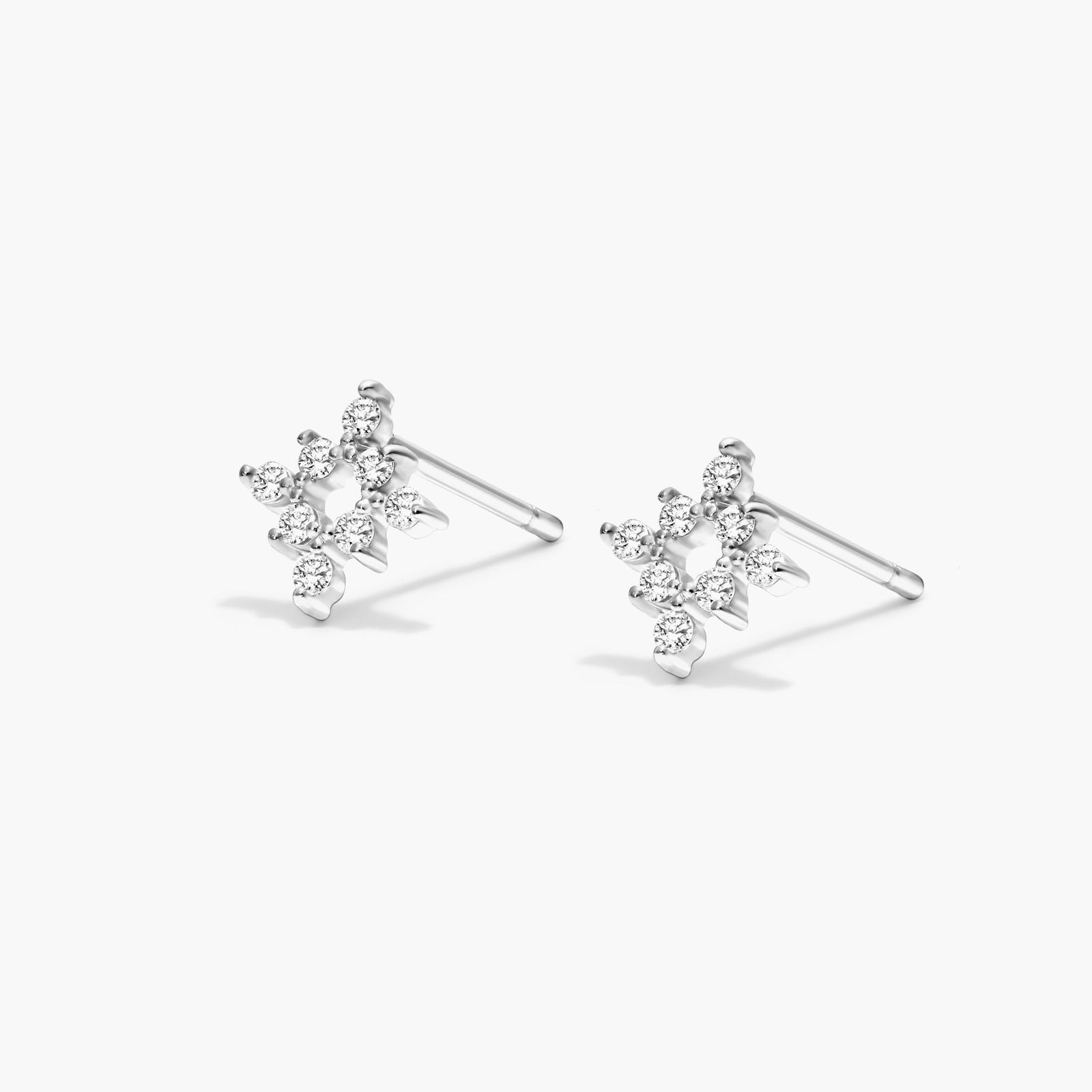 Burst Diamond Stud Earrings In 14K White Gold By Brevani
