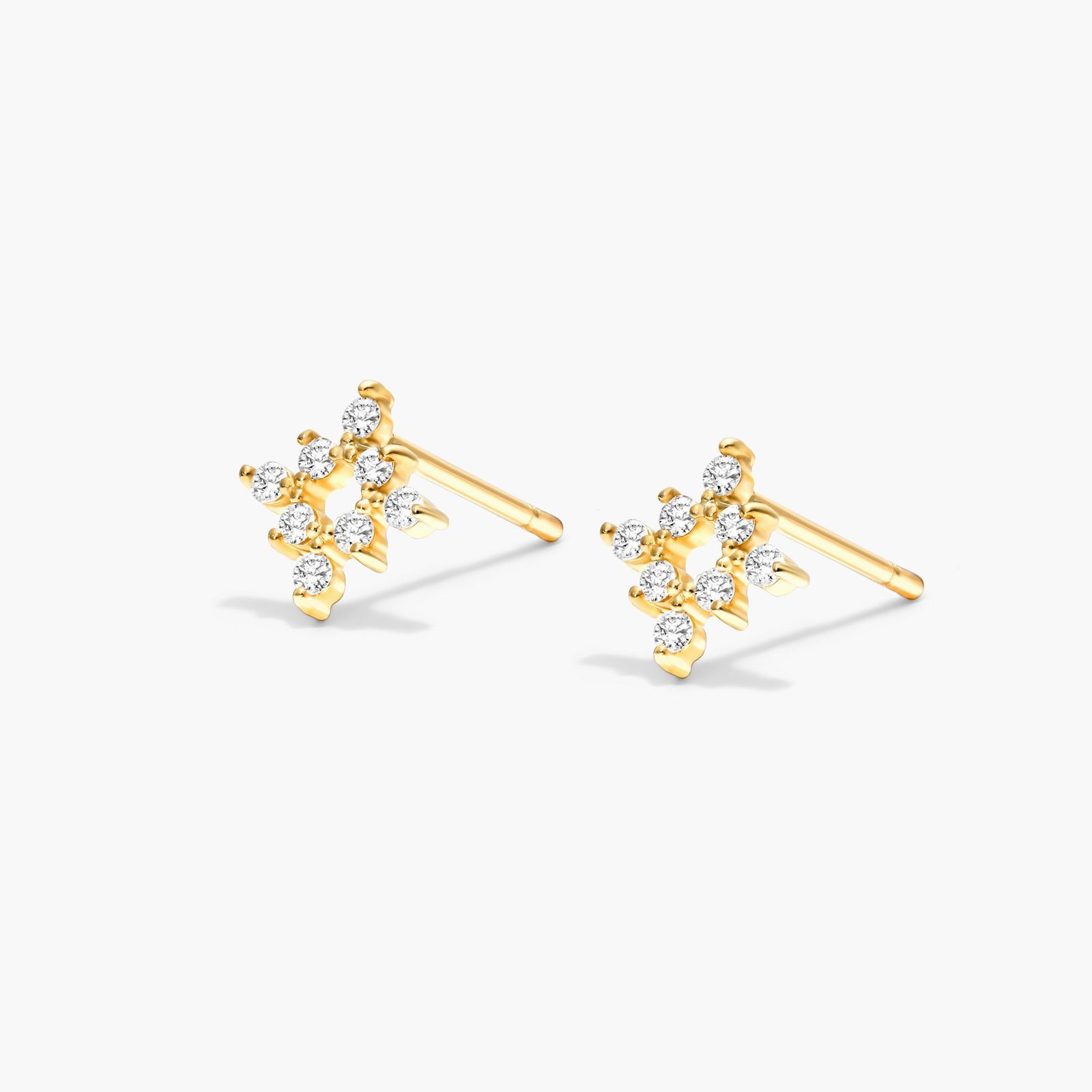 Burst Diamond Stud Earrings In 14K Yellow Gold By Brevani