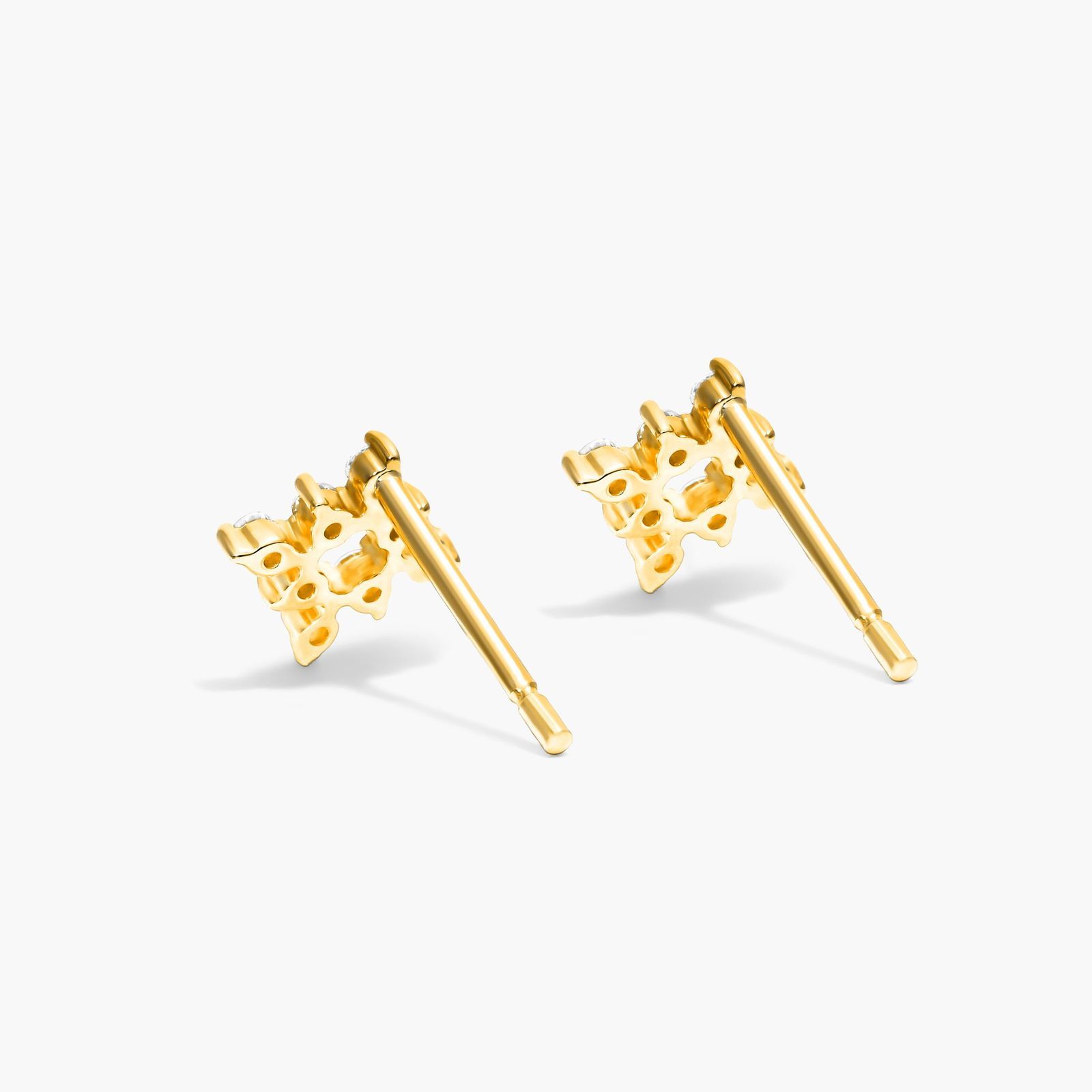 Burst Diamond Stud Earrings In 14K Yellow Gold By Brevani