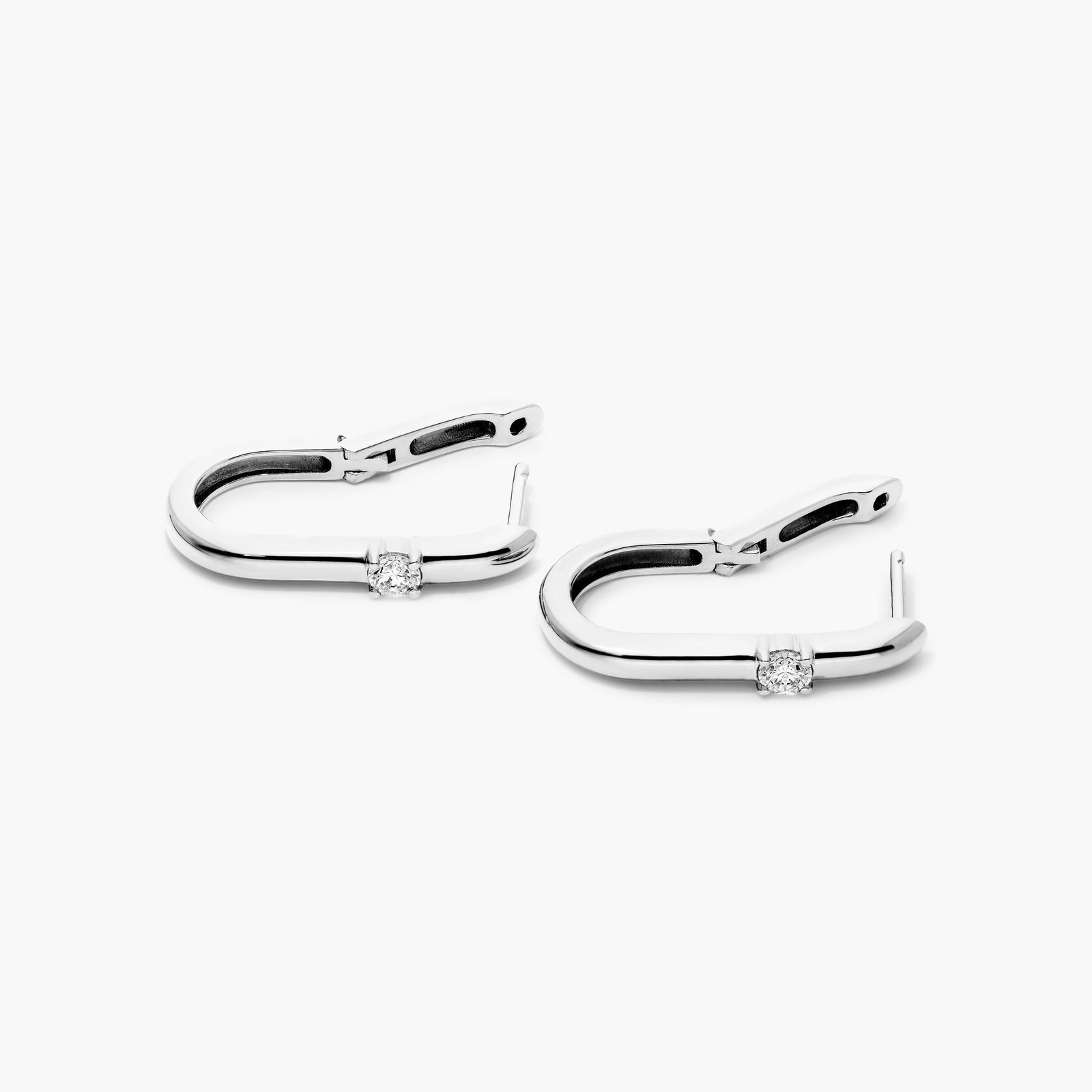 Single Diamond Hoop Earrings In 14K White Gold By Brevani