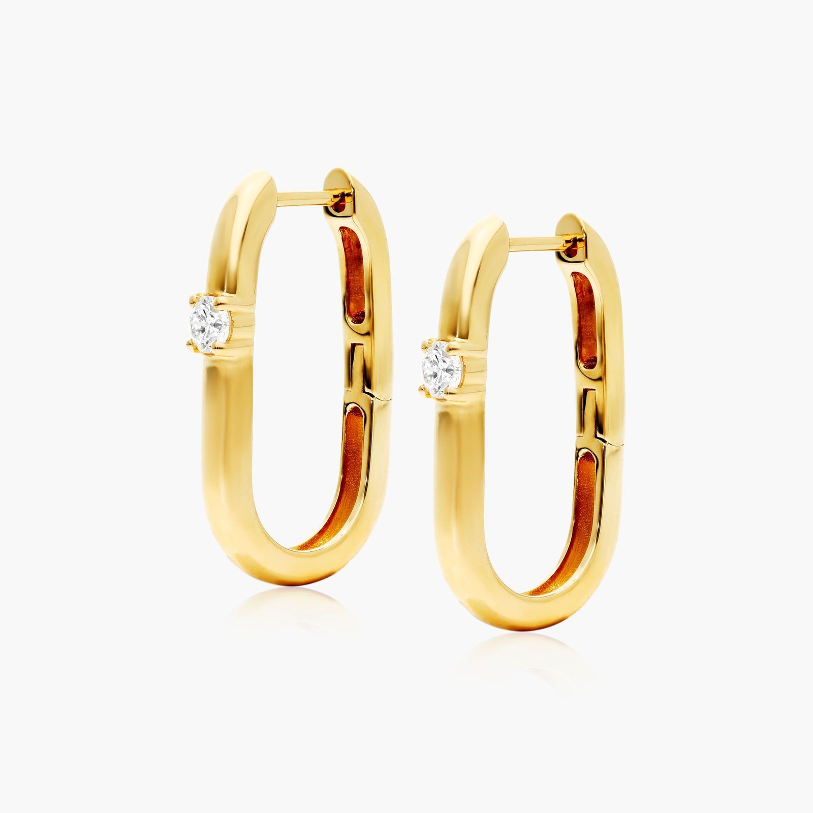 Single Diamond Hoop Earrings In 14K Yellow Gold By Brevani