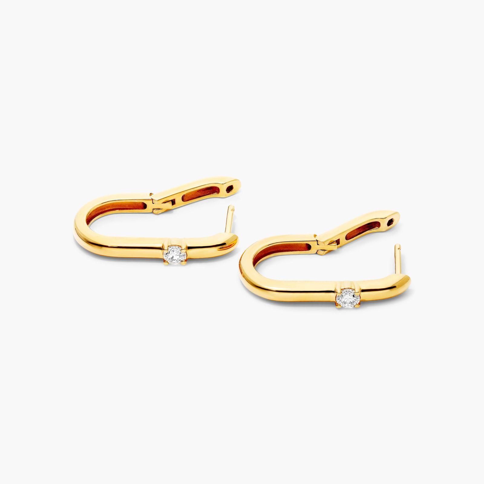 Single Diamond Hoop Earrings In 14K Yellow Gold By Brevani