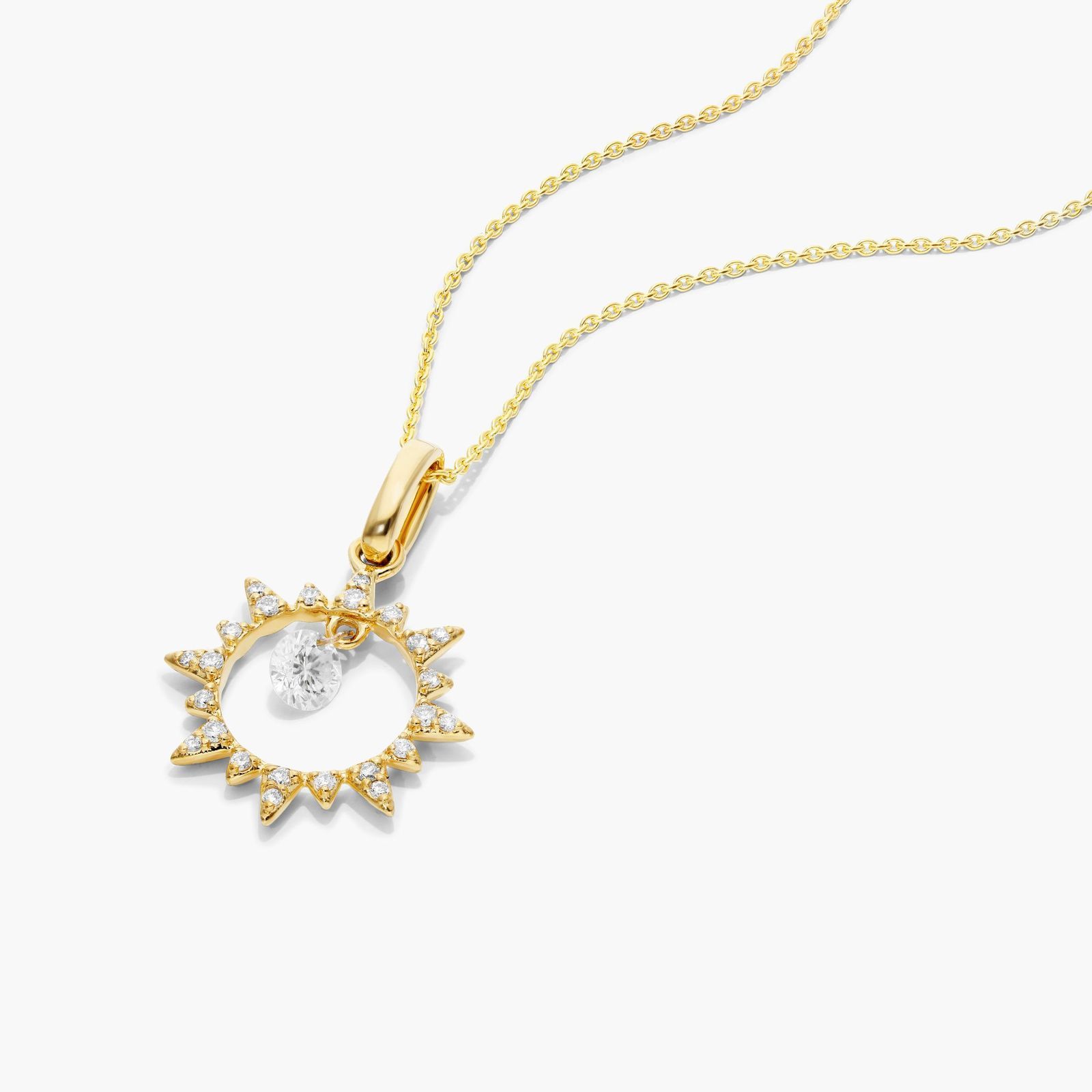Diamond Burst Necklace In 14K Yellow Gold by Brevani