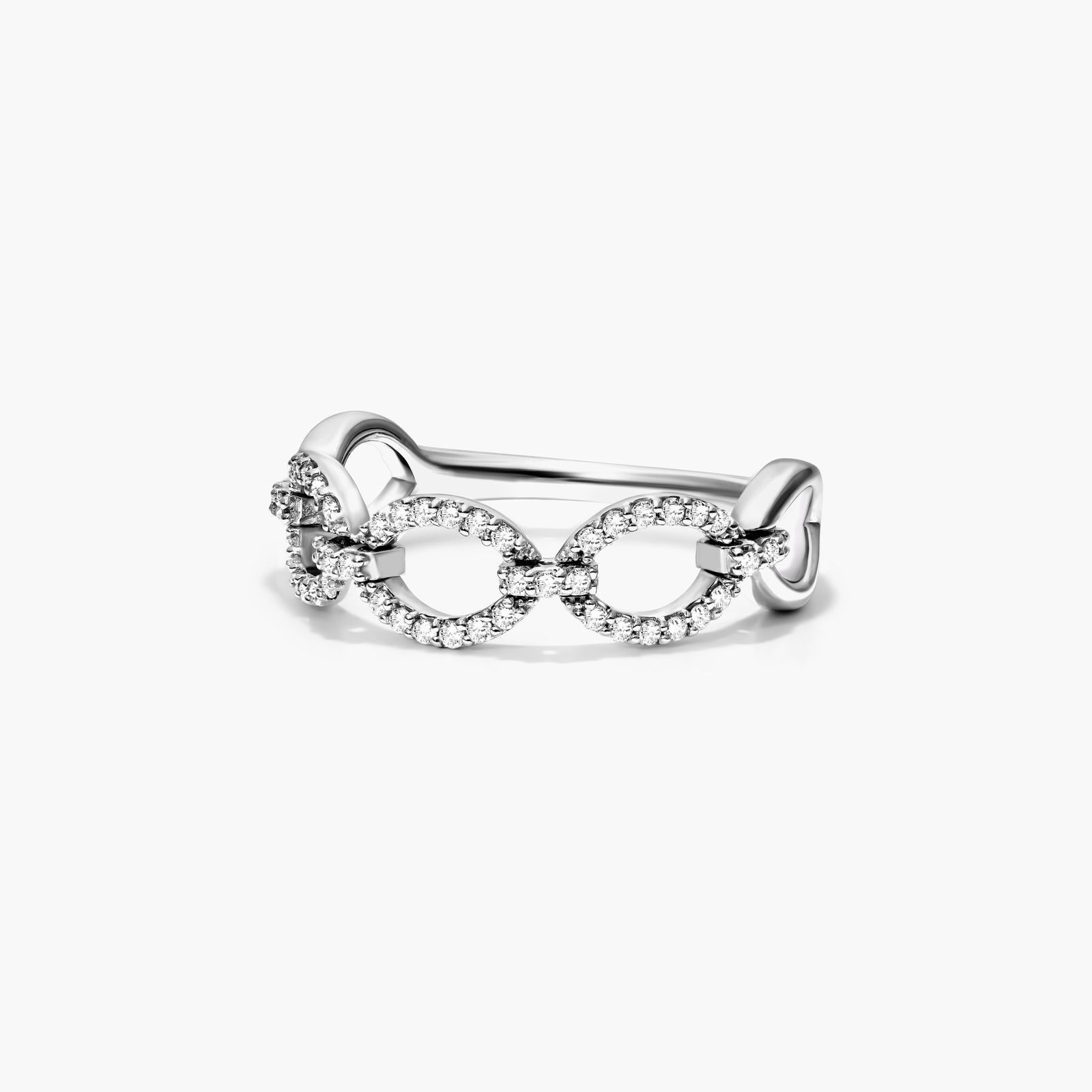Diamond Chain Ring In 14K White Gold