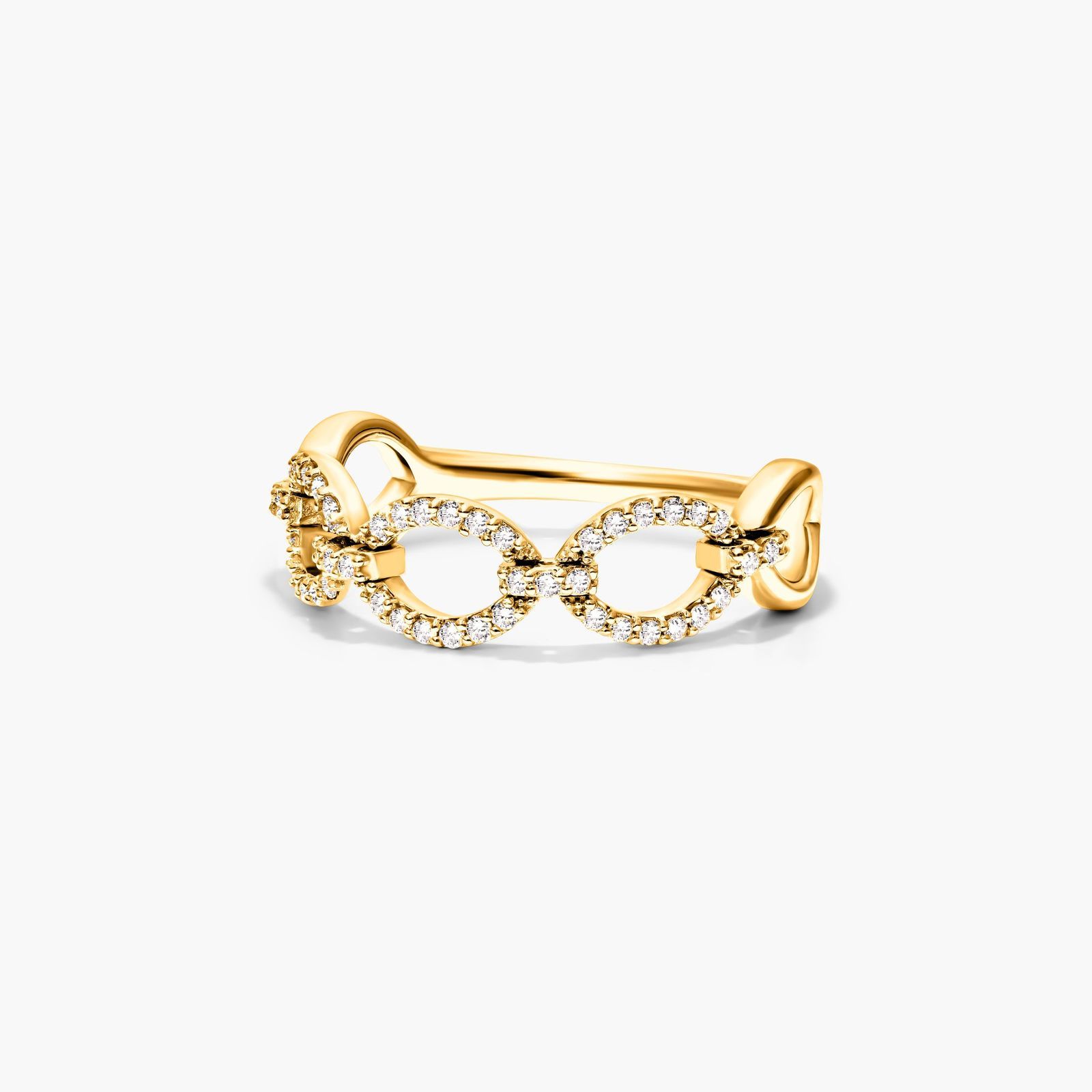 Diamond Chain Ring In 14K Yellow Gold