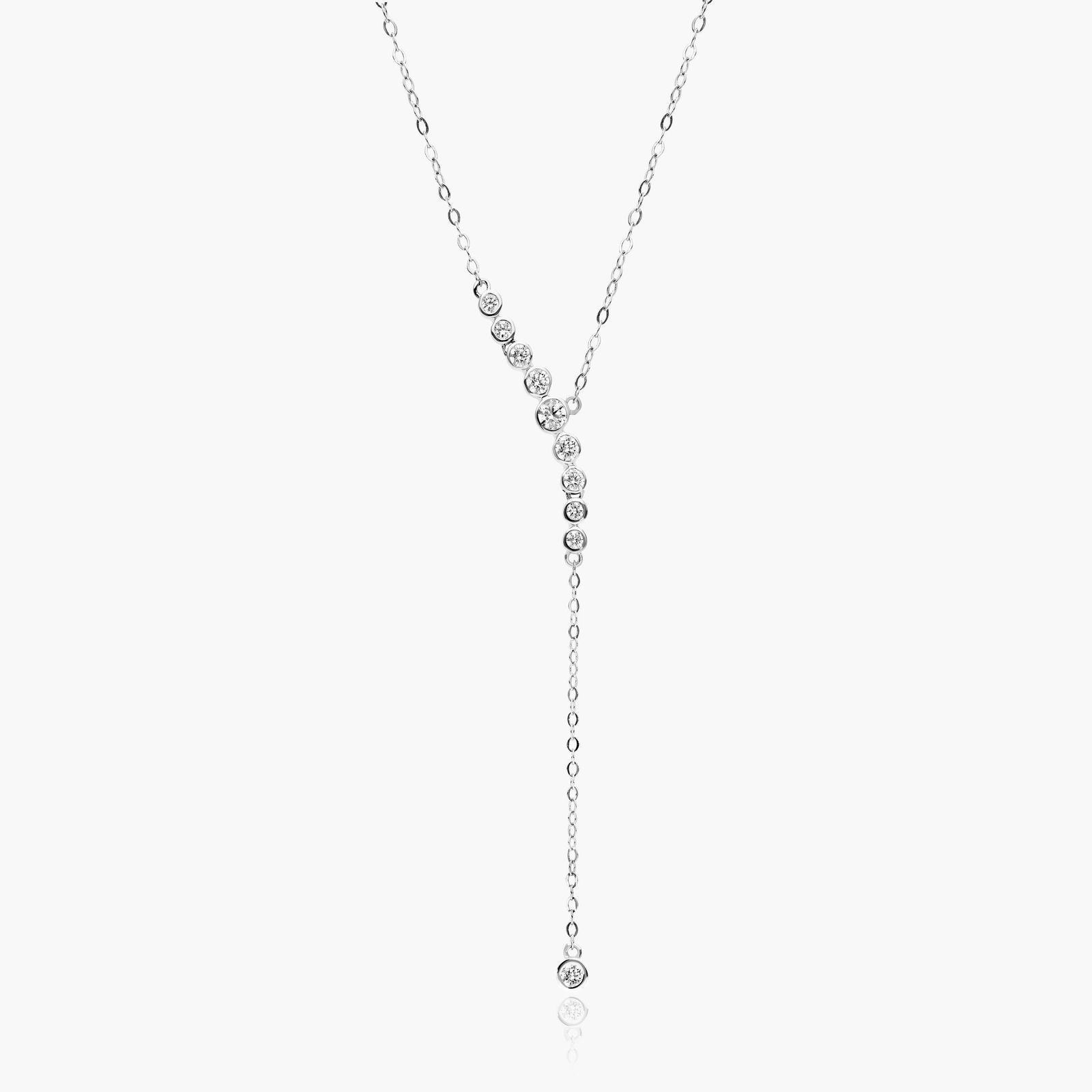 Graduated Diamond Lariat Necklace In 14K White Gold