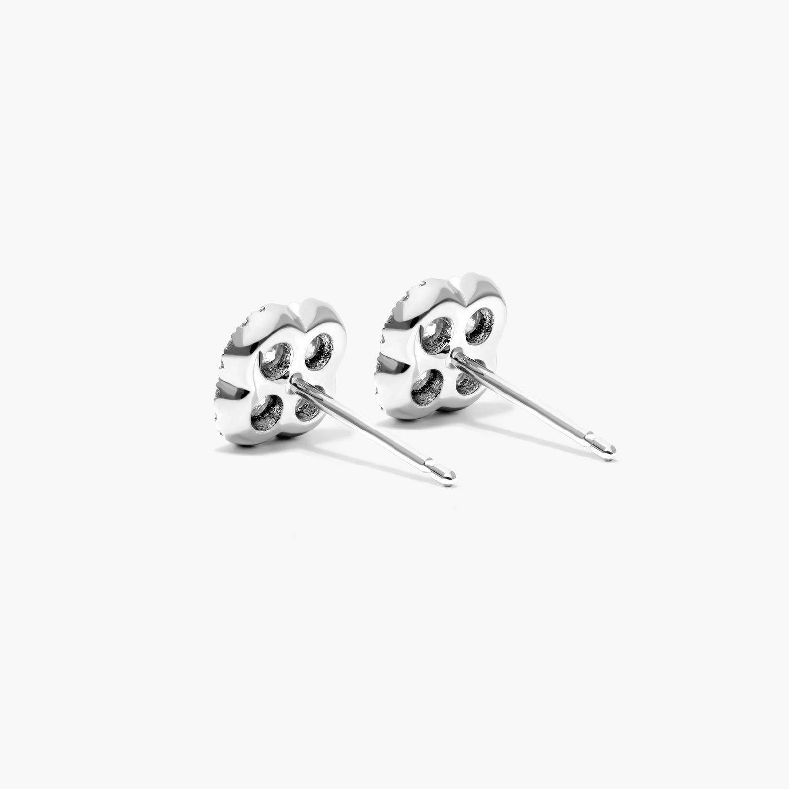 Clover Cluster Diamond Earrings In 14K White Gold