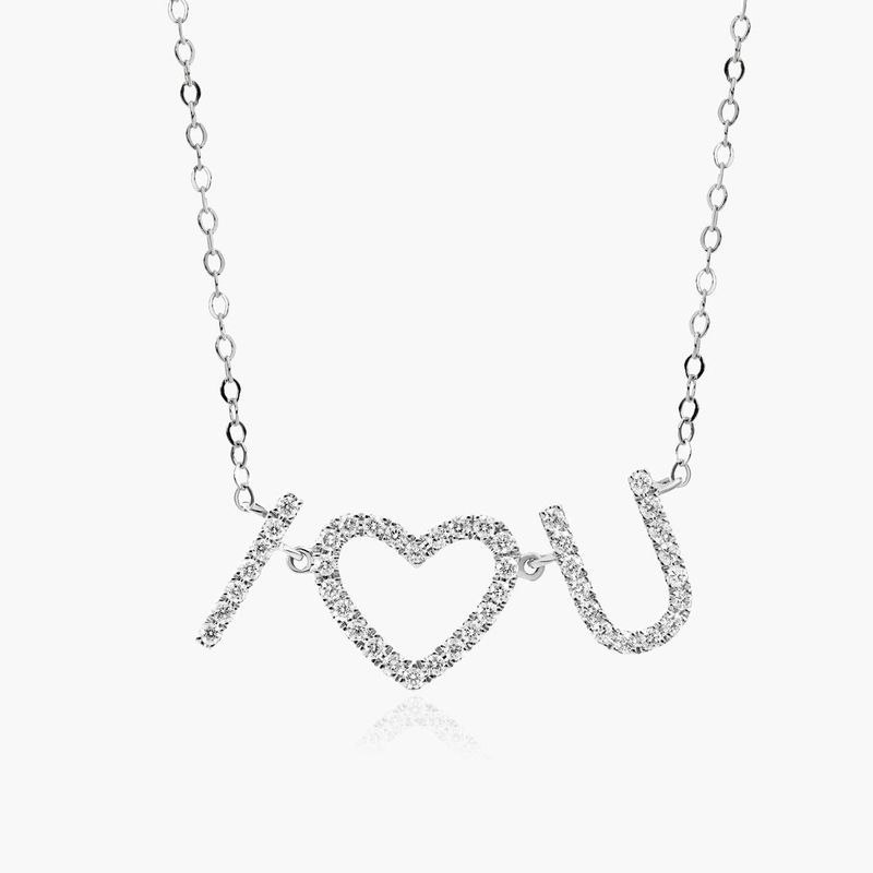 I Heart You Diamond Necklace In 14K White Gold